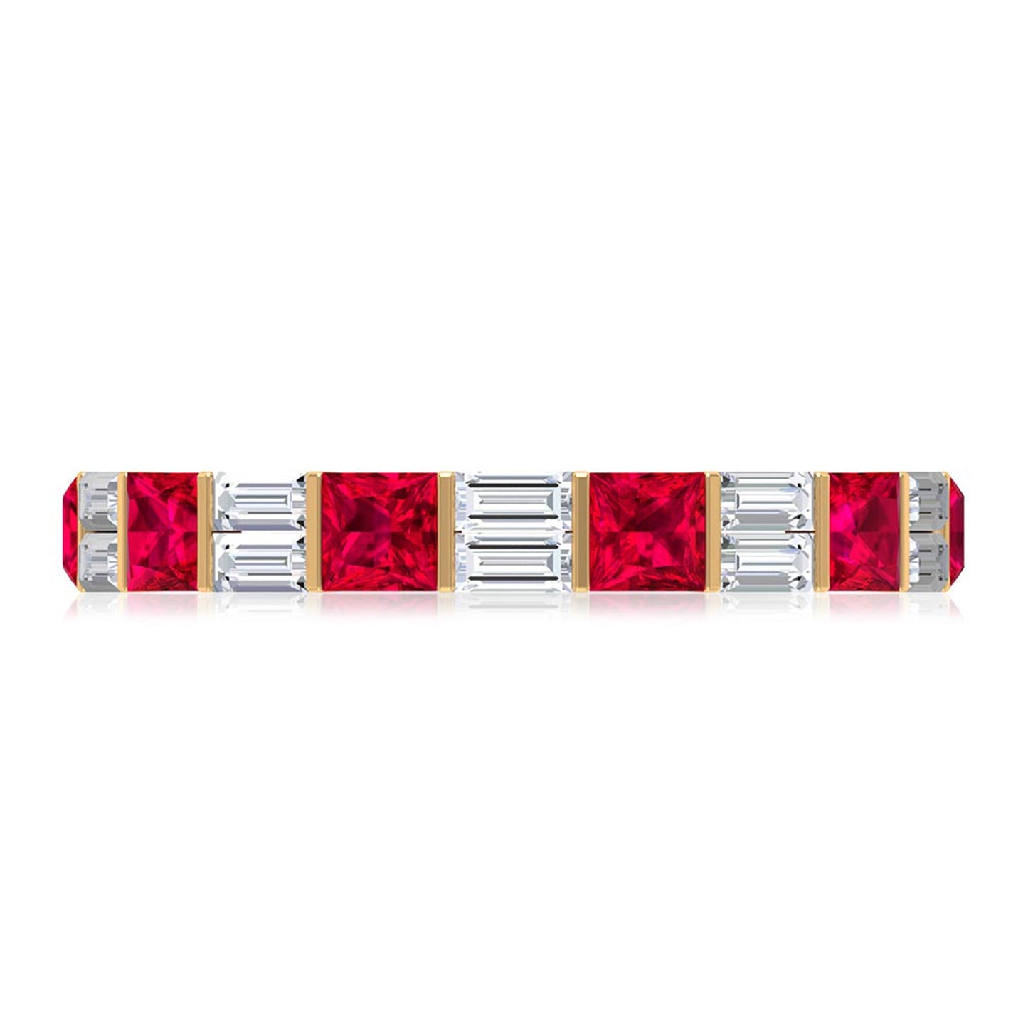 Princess Cut Lab Created Ruby And Moissanite Full Eternity Ring