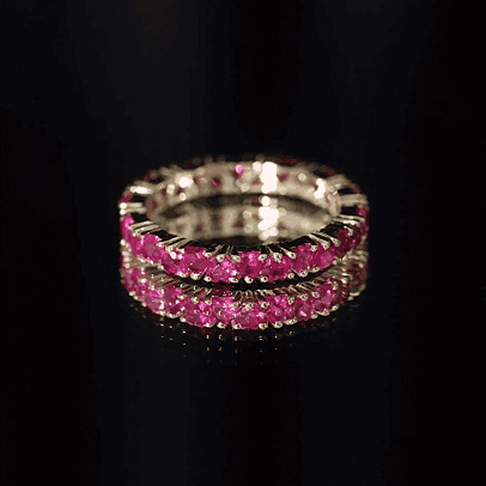Lab Created Ruby Heart Eternity Band Ring