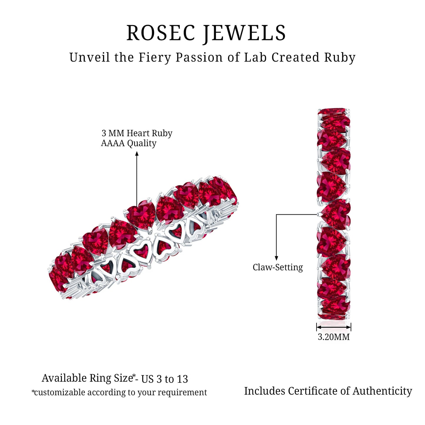 Lab Created Ruby Heart Eternity Band Ring