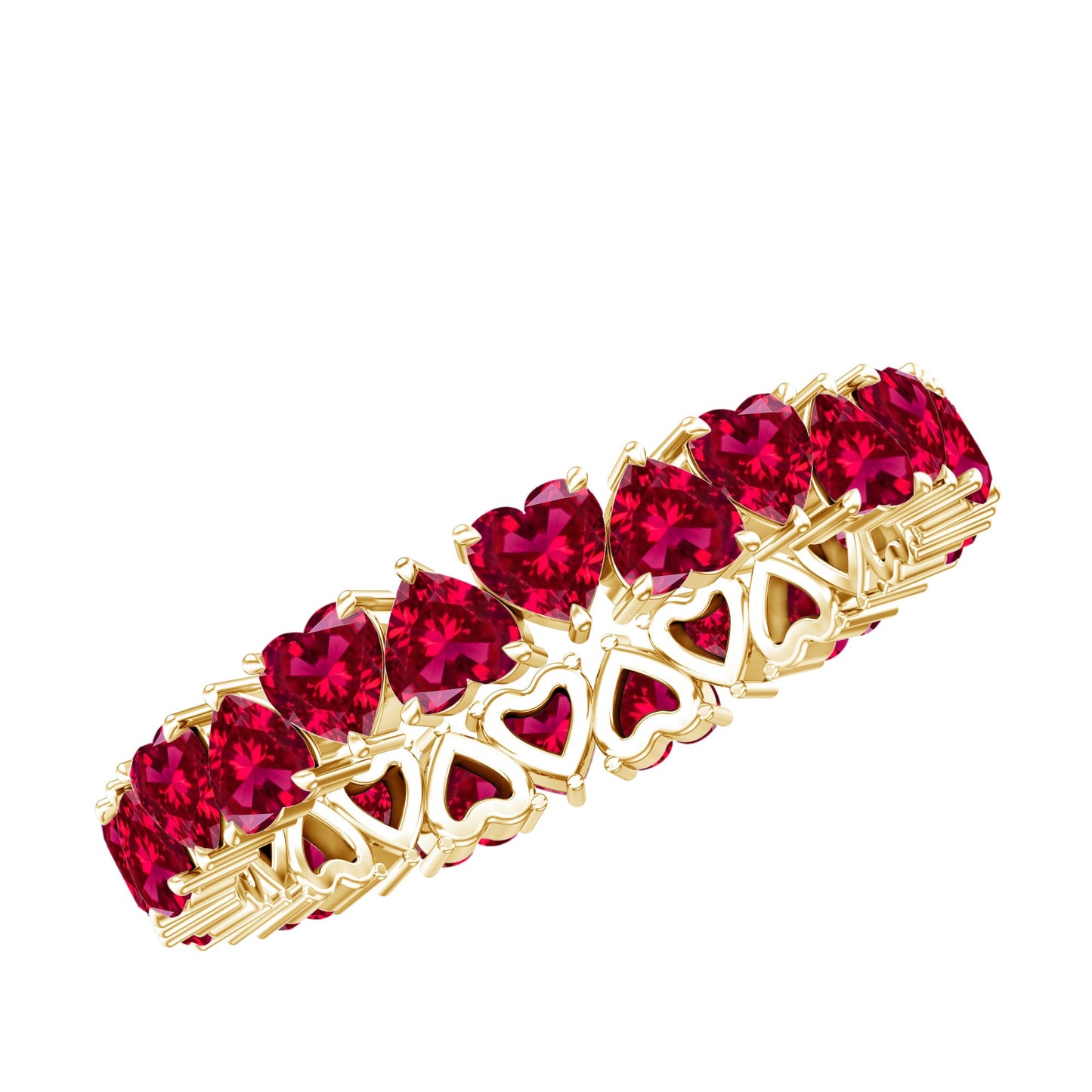 Lab Created Ruby Heart Eternity Band Ring
