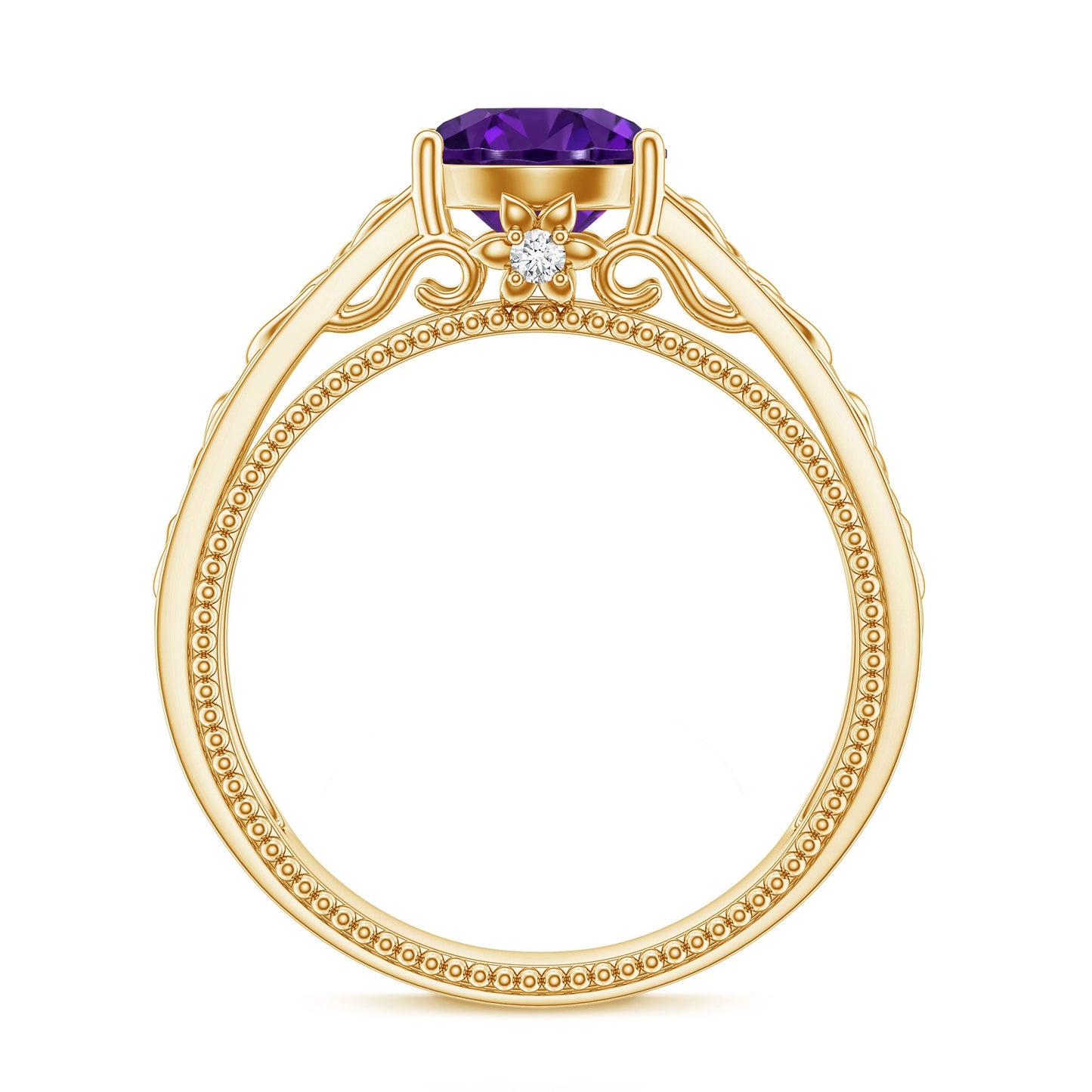 Vintage Looking 1.2 Carat Amethyst Celtic Engagement Ring with Surprise Diamond