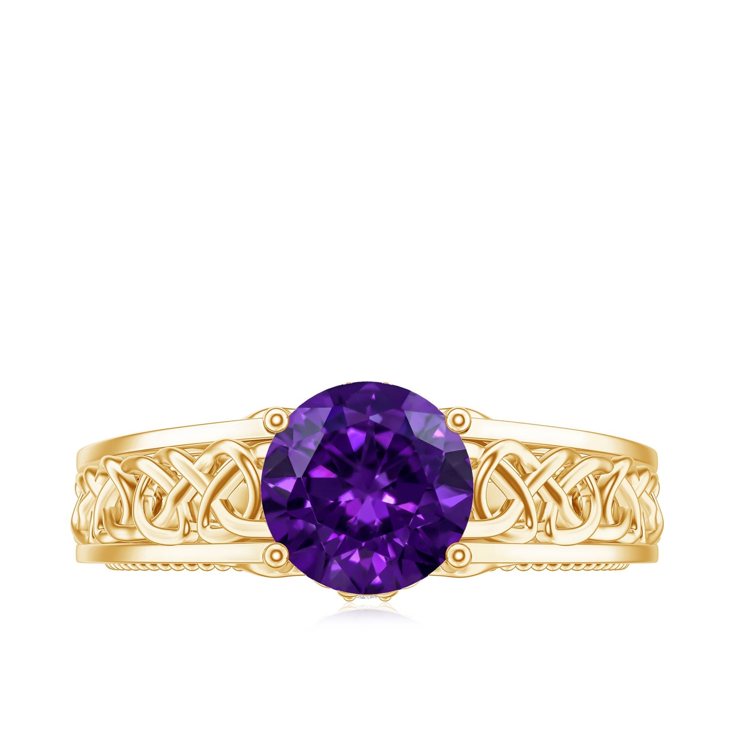 Vintage Looking 1.2 Carat Amethyst Celtic Engagement Ring with Surprise Diamond