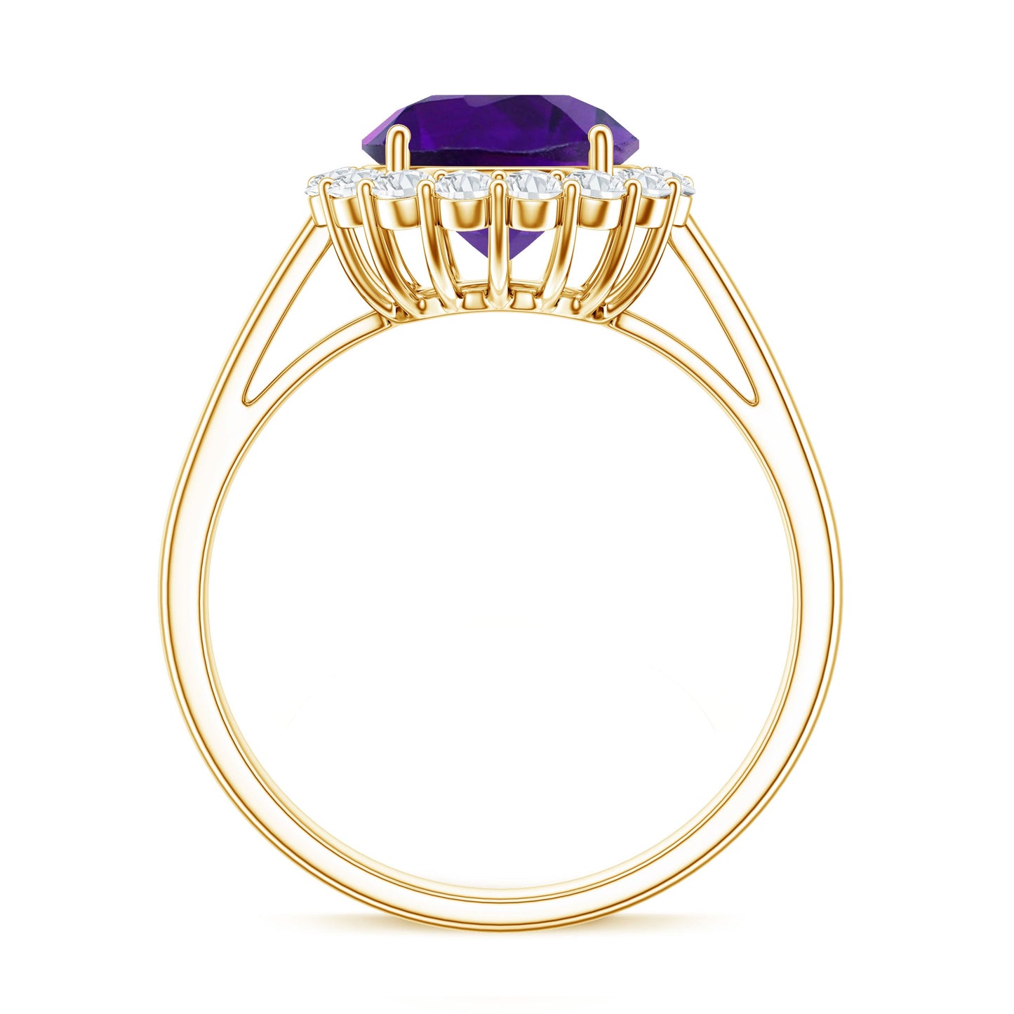 Certified Natural 2 Carat Amethyst Engagement Ring with Moissanite Halo