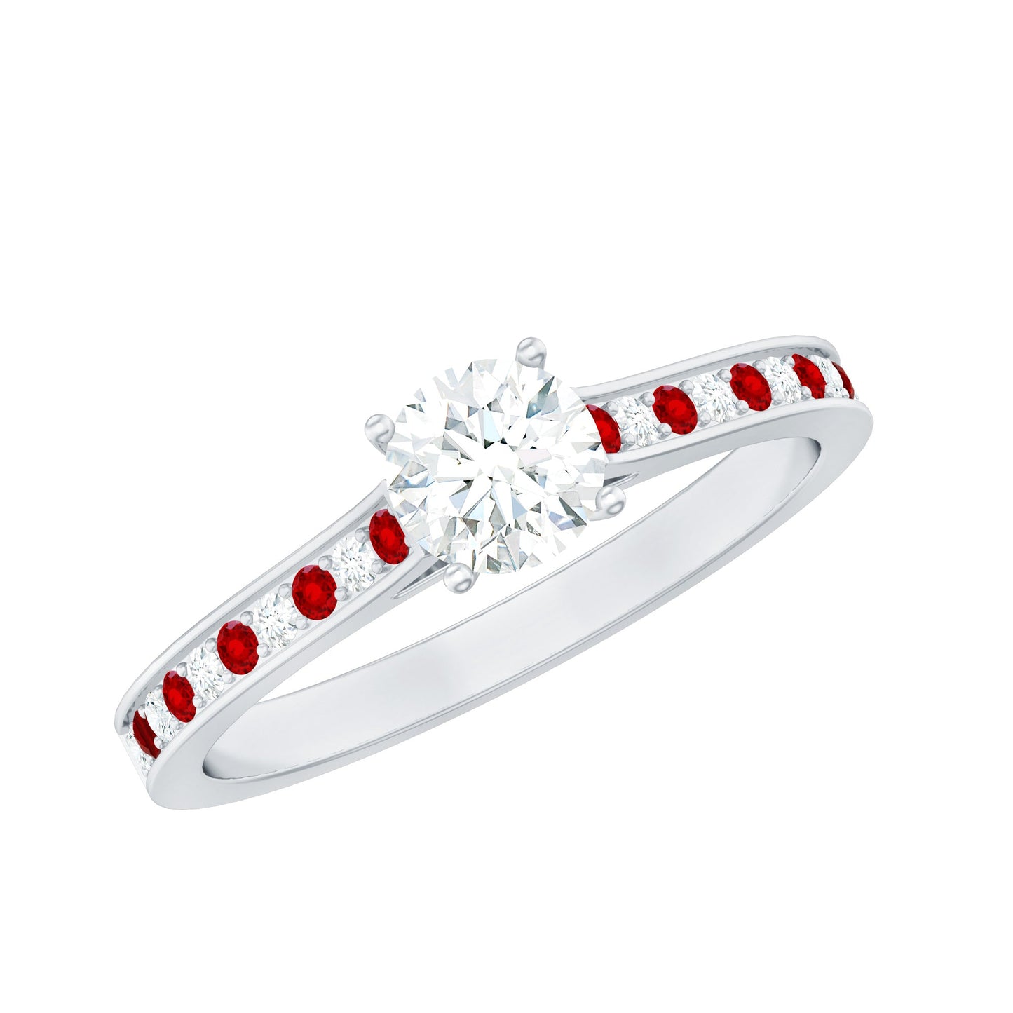 Certified Lab Grown Diamond Engagement Ring With Lab Grown Ruby