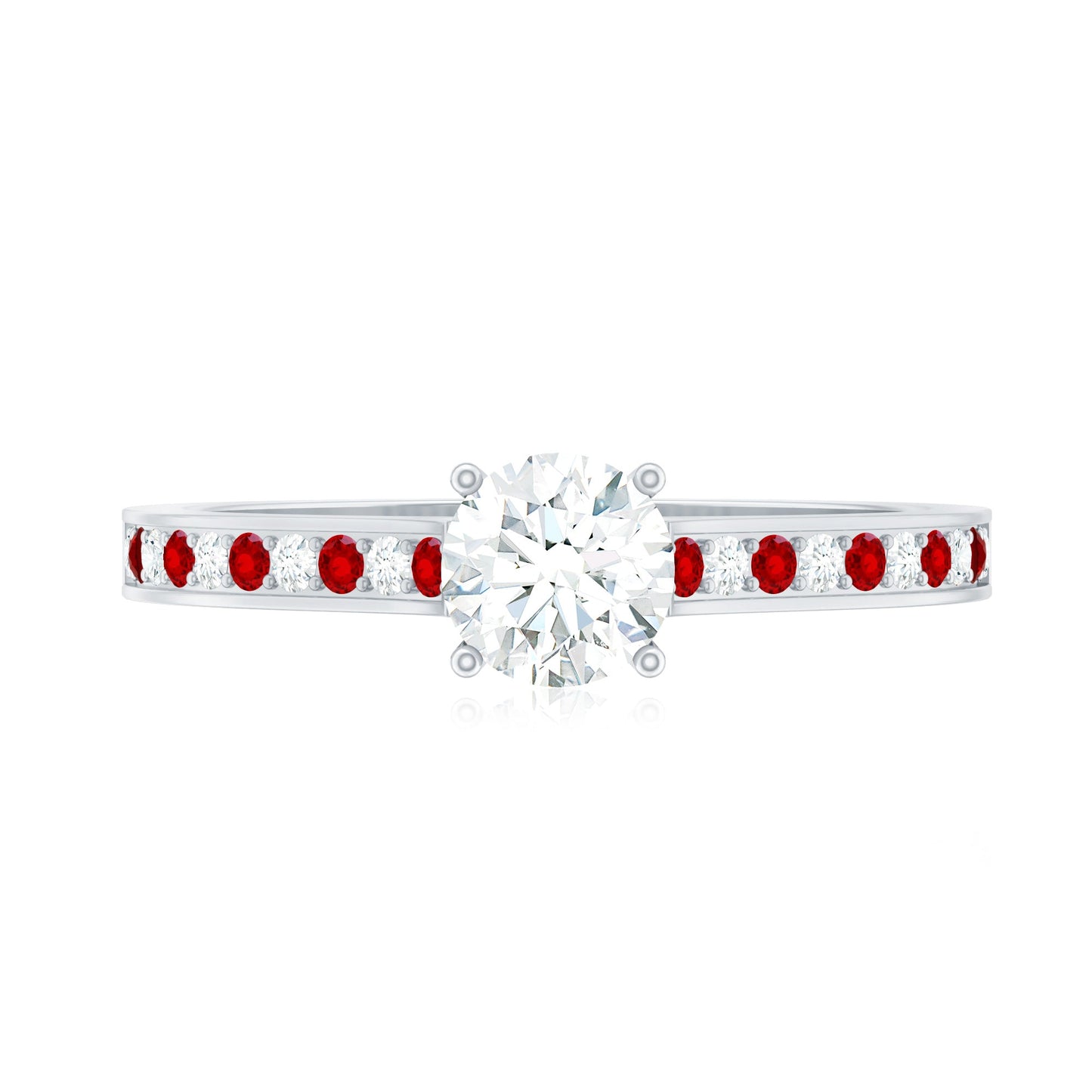 Certified Lab Grown Diamond Engagement Ring With Lab Grown Ruby