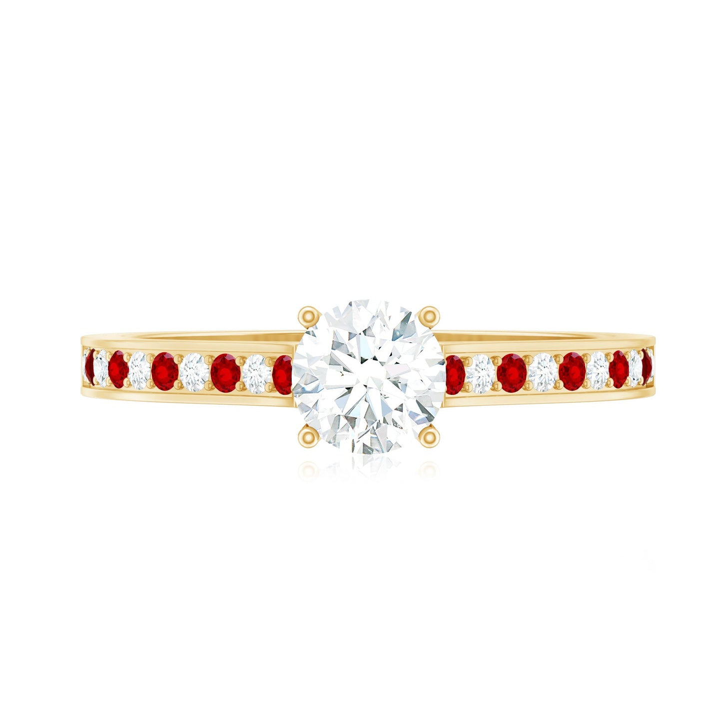 Certified Lab Grown Diamond Engagement Ring With Lab Grown Ruby