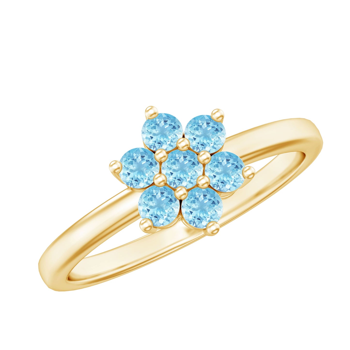 Real Aquamarine Flower Cluster Ring for Women