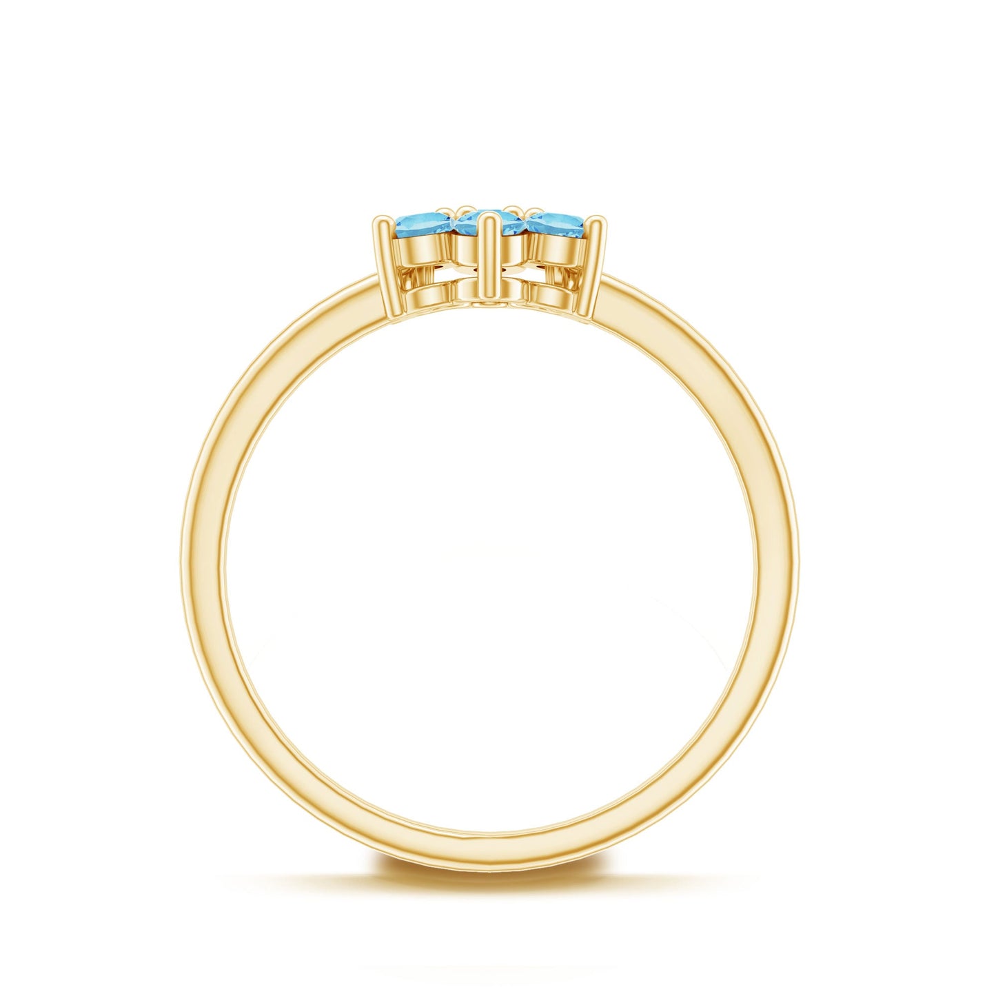 Real Aquamarine Flower Cluster Ring for Women