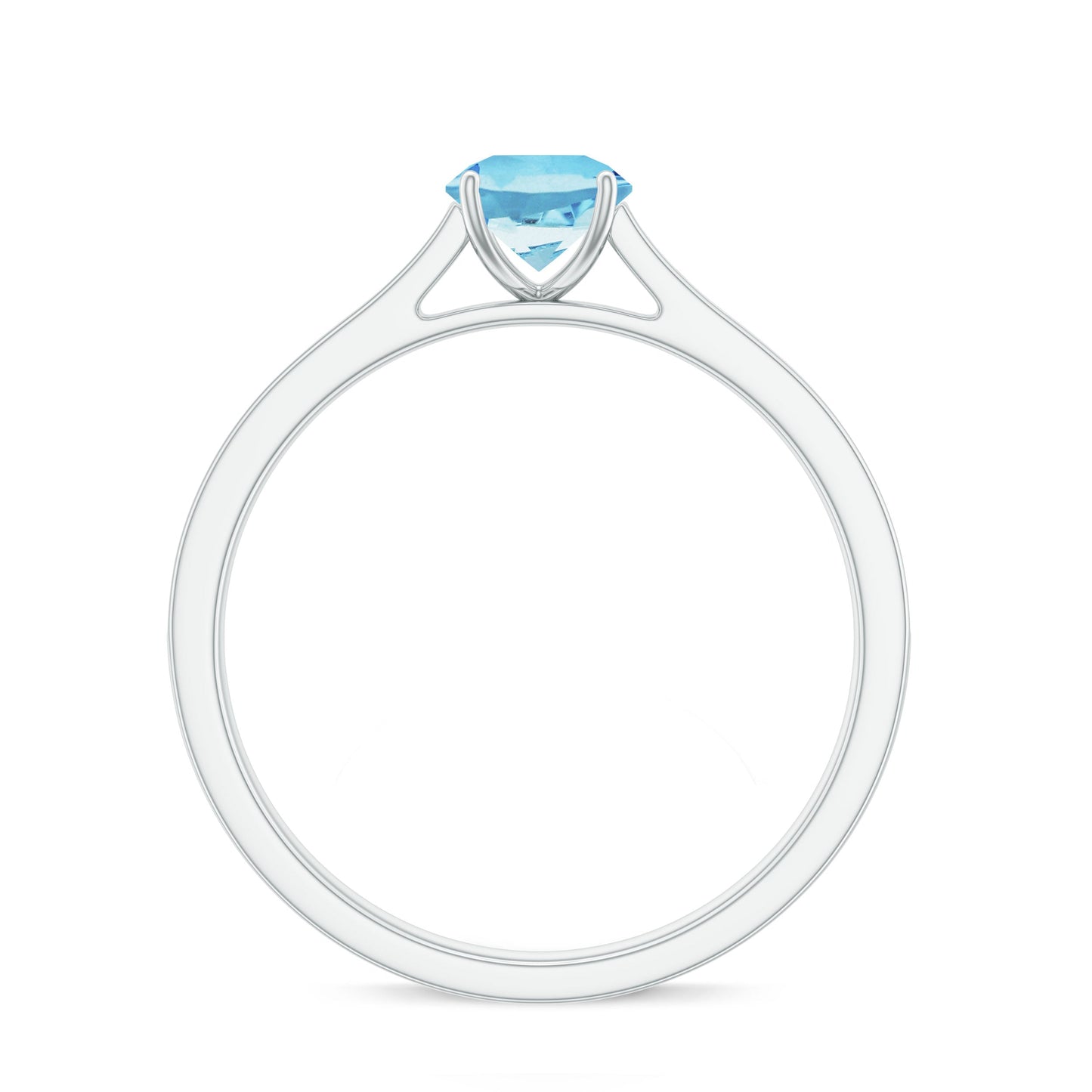 Certified Real Aquamarine Solitaire Ring with Diamond Side Stones