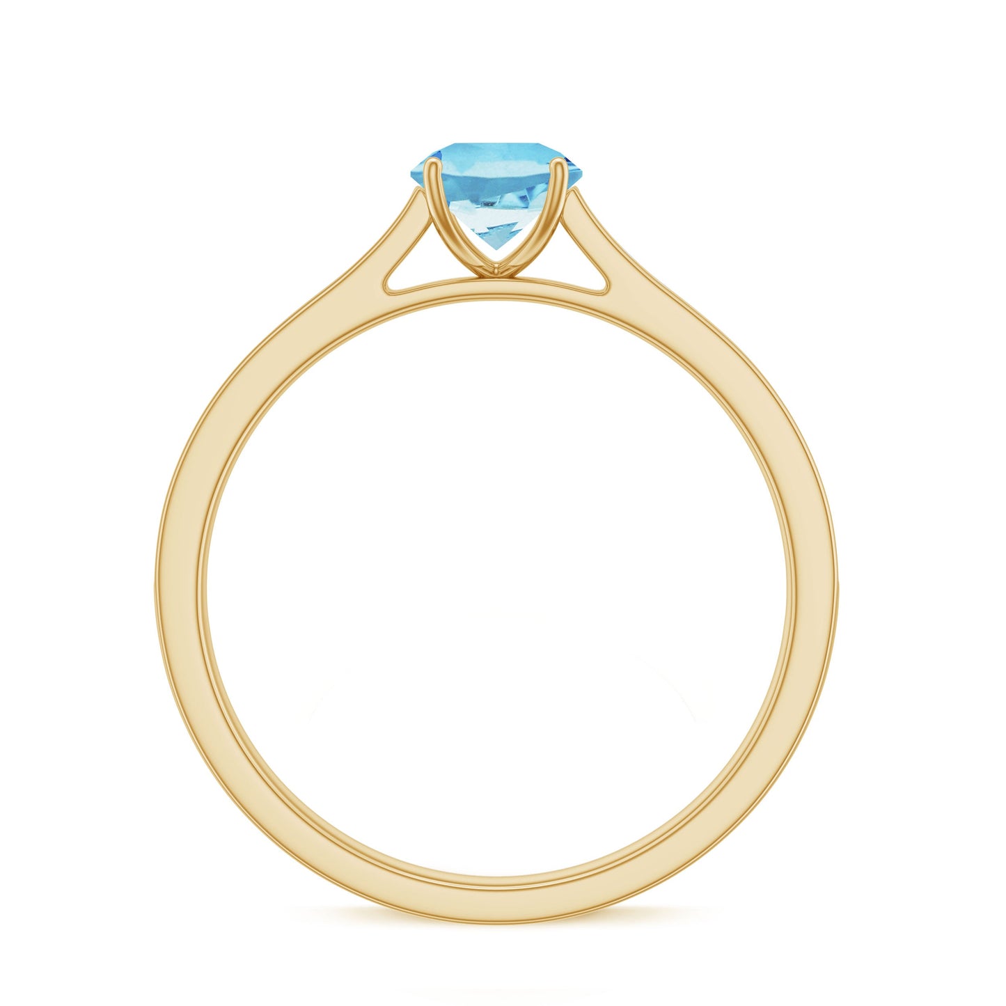Certified Real Aquamarine Solitaire Ring with Diamond Side Stones