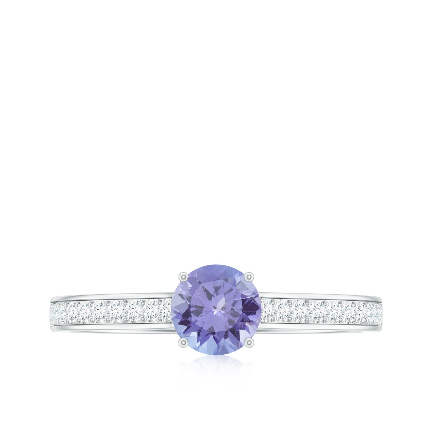 Natural Tanzanite Solitaire Engagement Ring with Diamond
