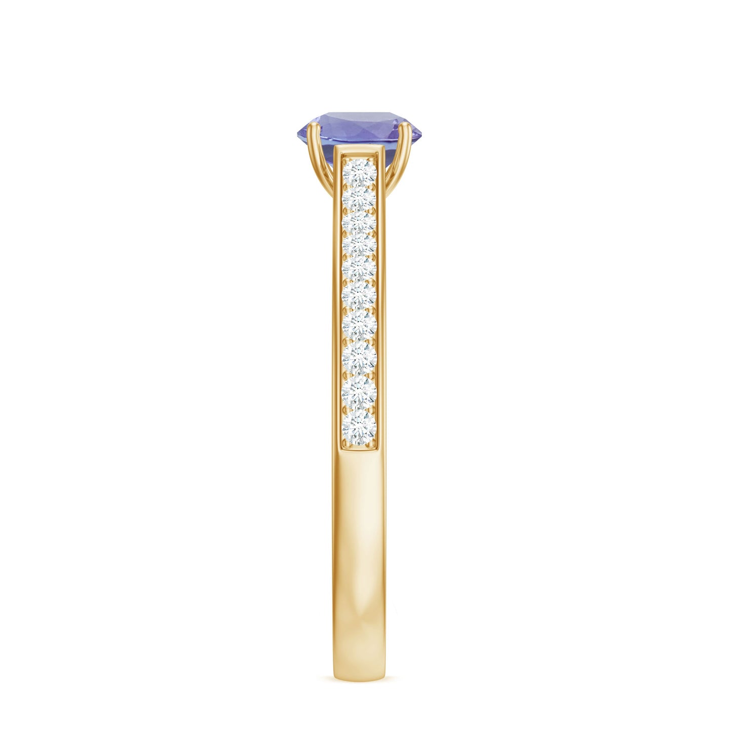 Natural Tanzanite Solitaire Engagement Ring with Diamond