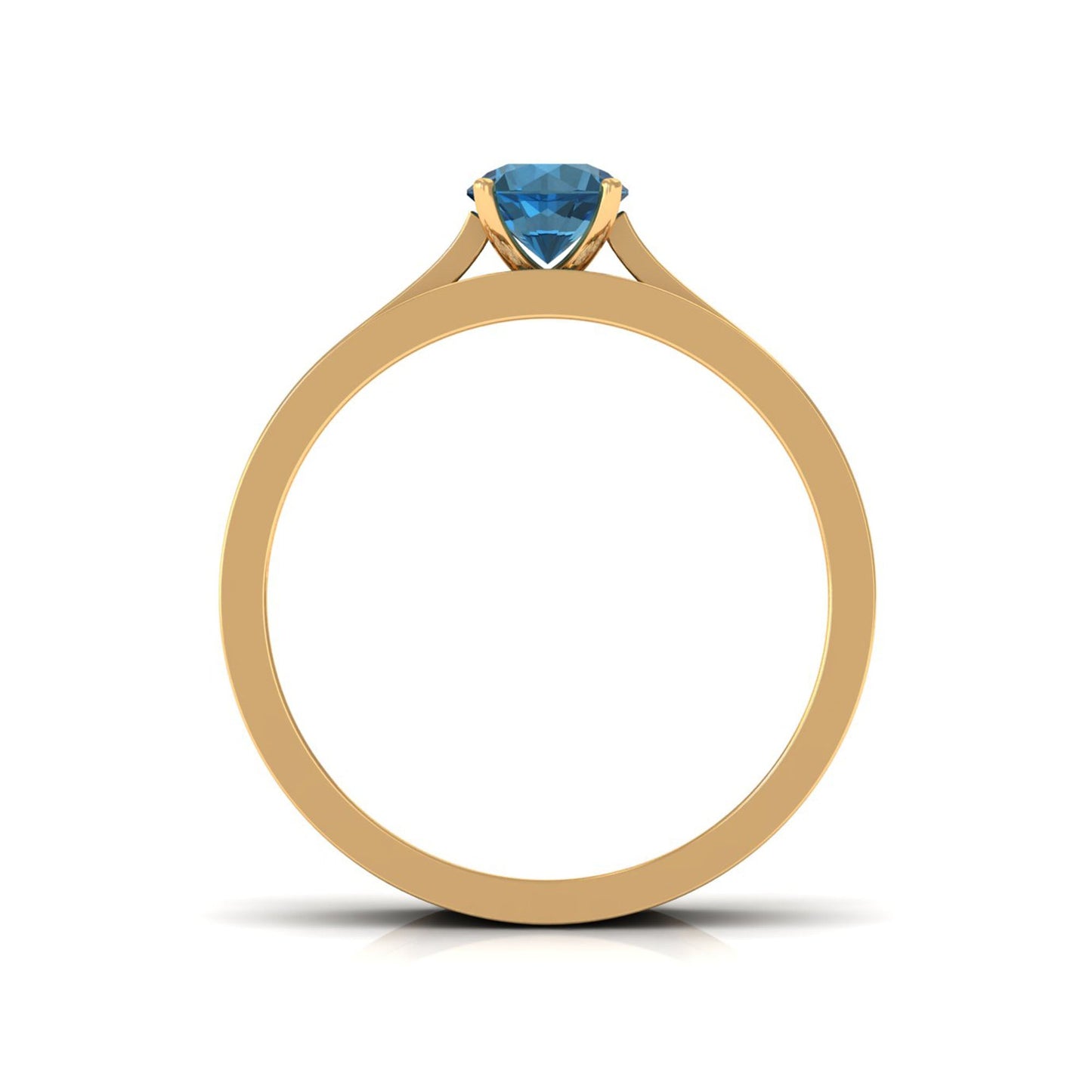 0.6 Carat London Blue Topaz Classic Engagement Ring with Diamond Wedding band