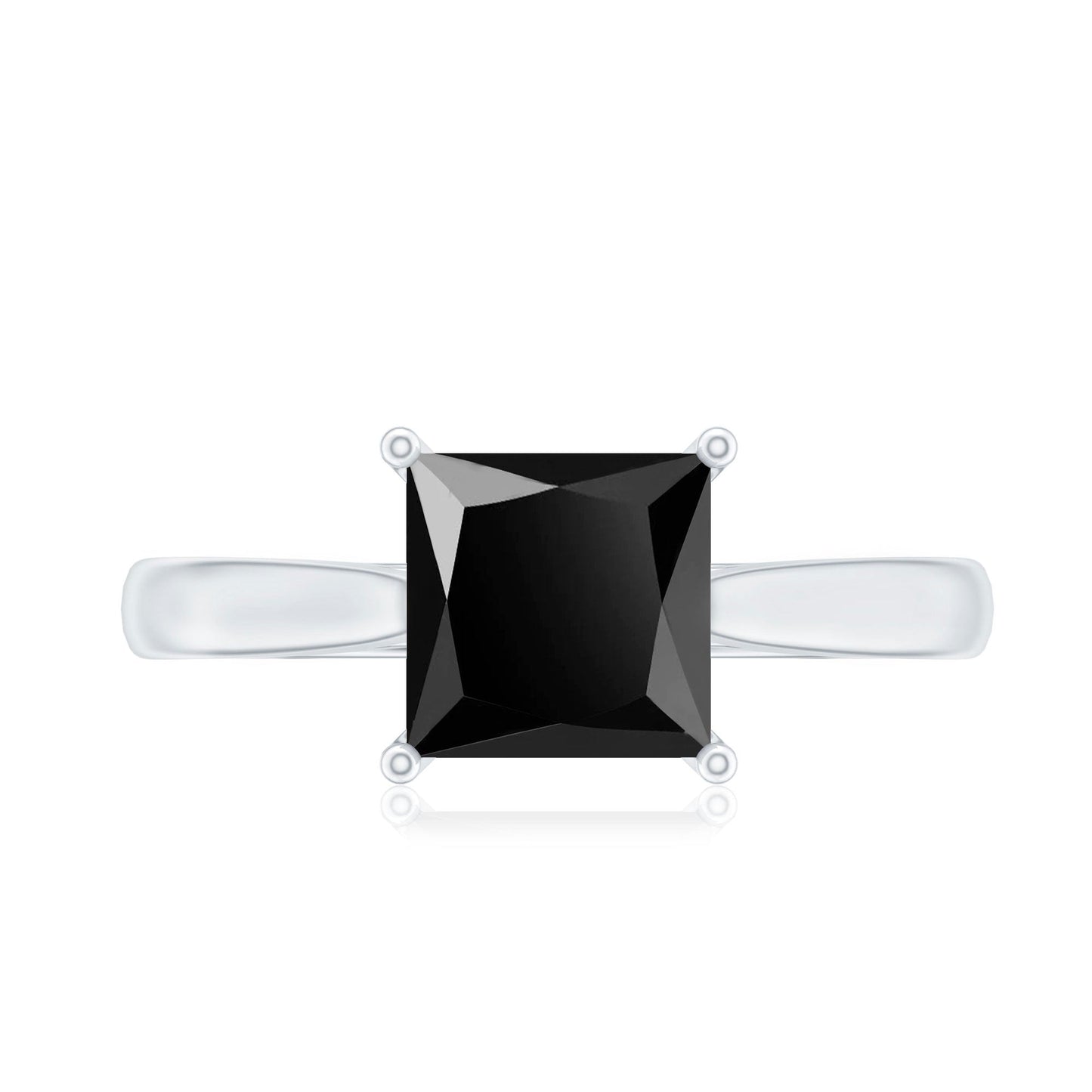 1 Carat Princess Cut Lab Grown Black Diamond Engagement Ring with Surprise White Diamond