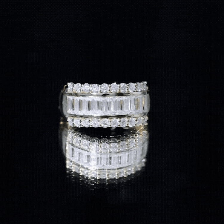 Certified Moissanite Wide Wedding Band Ring