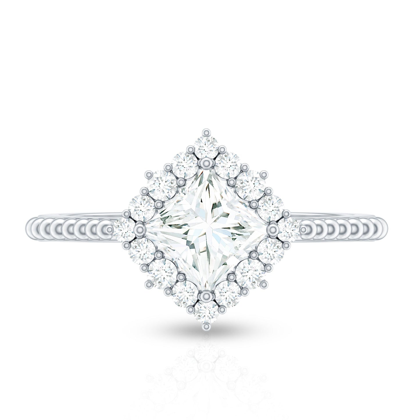 0.7 Carat Princess Cut Moissanite Vintage Inspired Ring