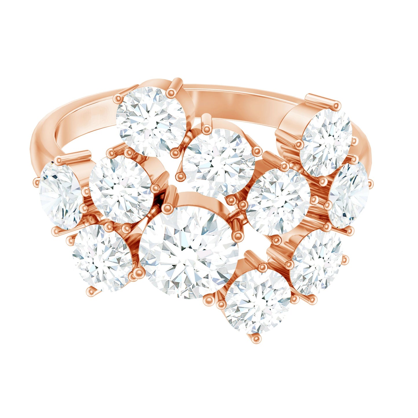 Certified Round Moissanite Cluster Engagement Ring for Women