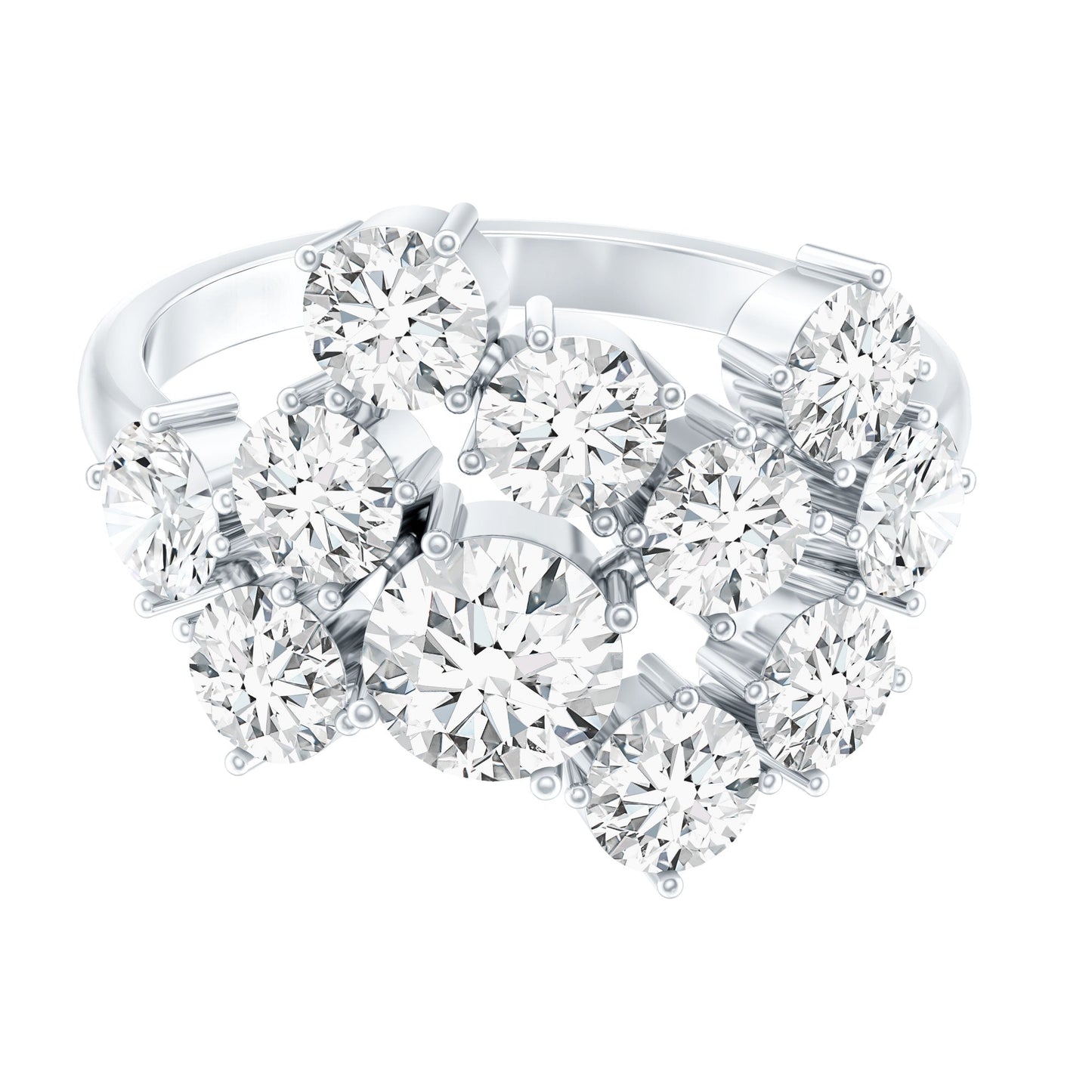 Certified Round Moissanite Cluster Engagement Ring for Women