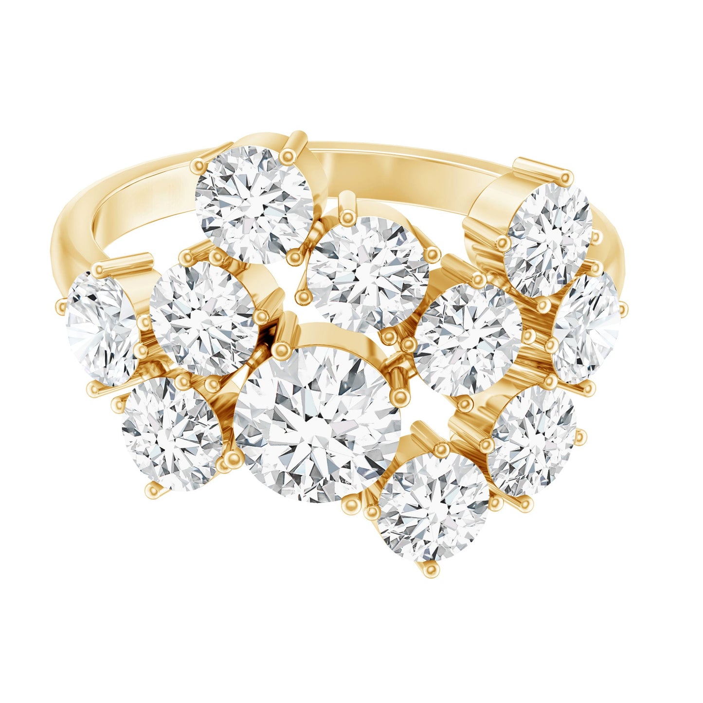 Certified Moissanite Cluster Statement Ring in Silver