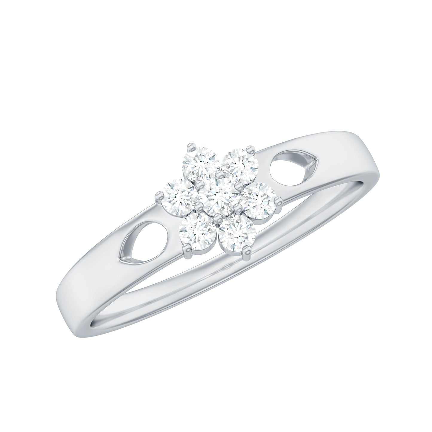 Nature Inspired Diamond Flower Promise Ring for Proposal