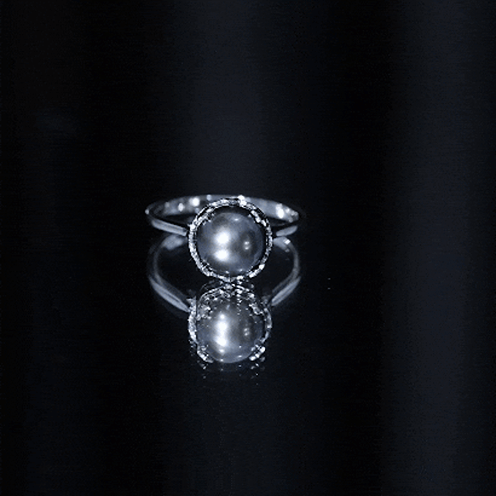 Handpicked Genuine Black Tahitian Pearl Engagement Ring