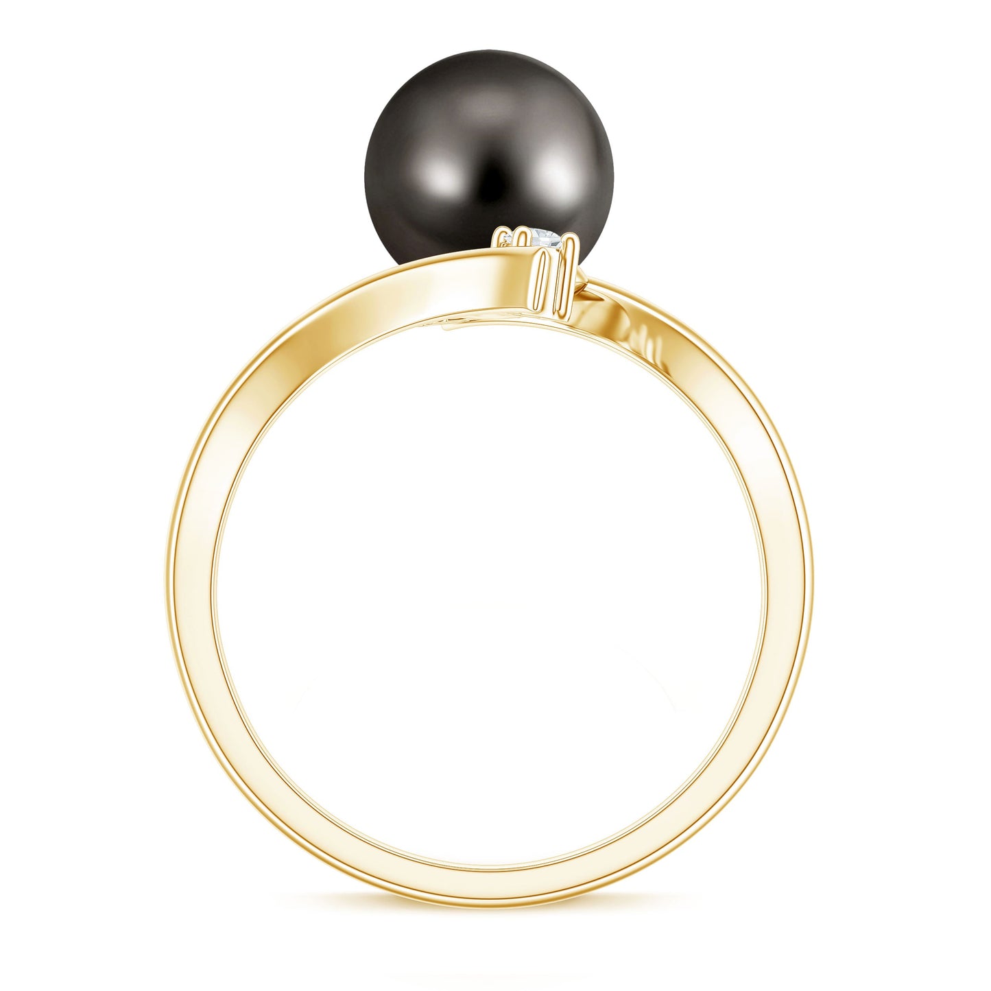Tahitian Black Pearl Bypass Engagement Ring with Diamond