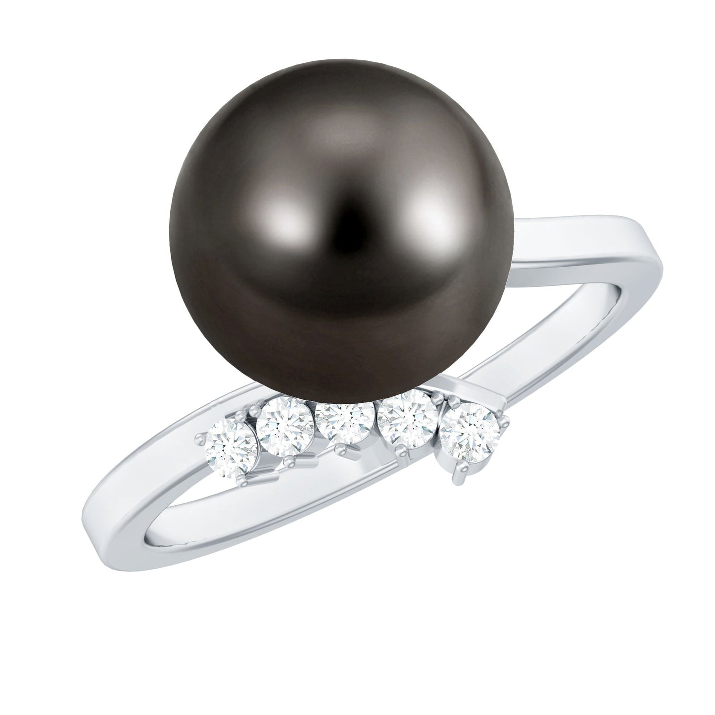 8 Carat Designer Tahitian Pearl Solitaire Ring with Diamond
