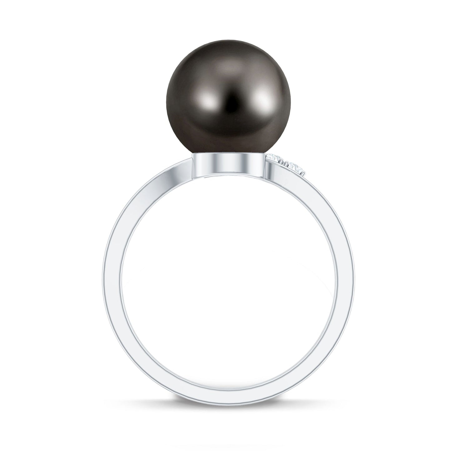 8 Carat Designer Tahitian Pearl Solitaire Ring with Diamond
