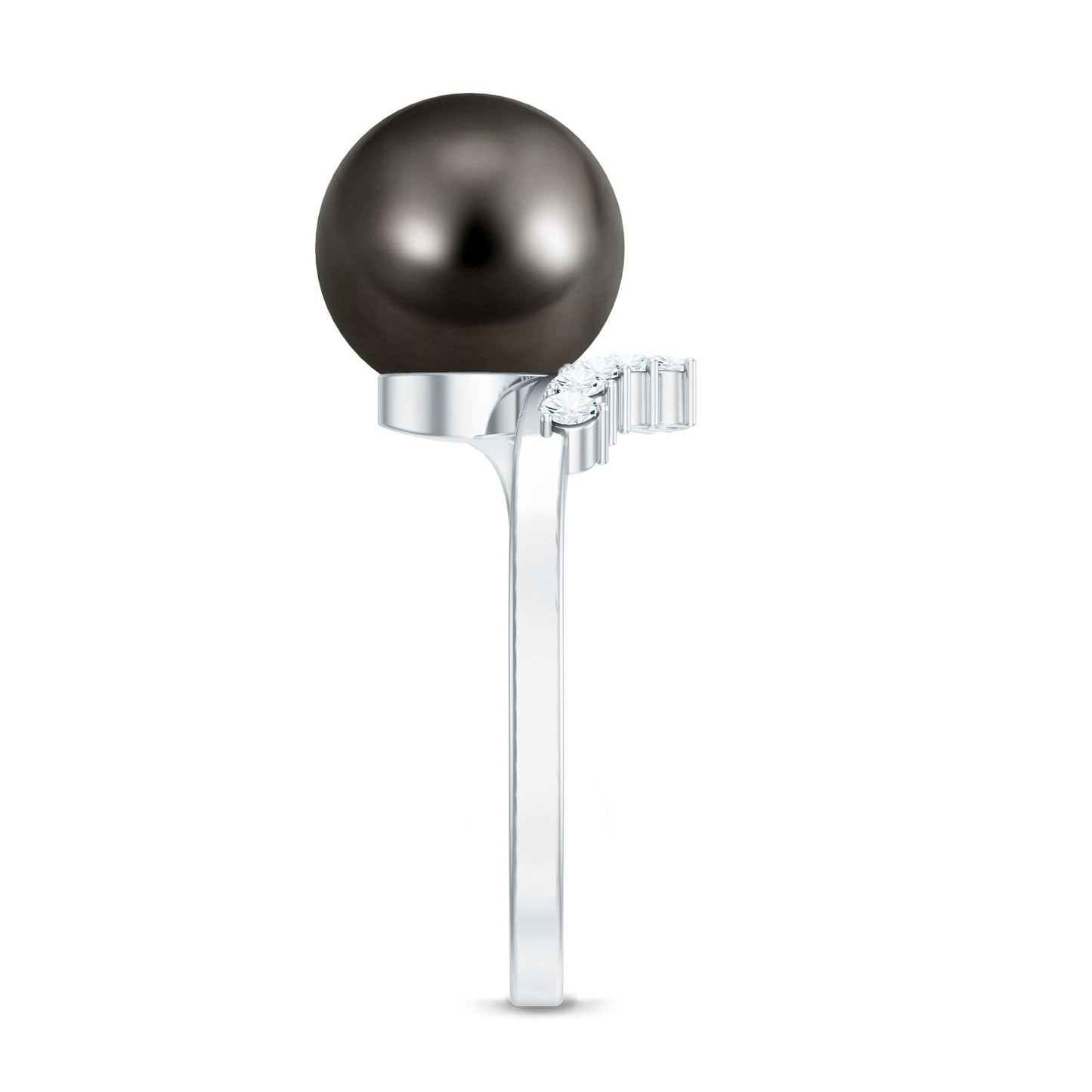 8 Carat Designer Tahitian Pearl Solitaire Ring with Diamond