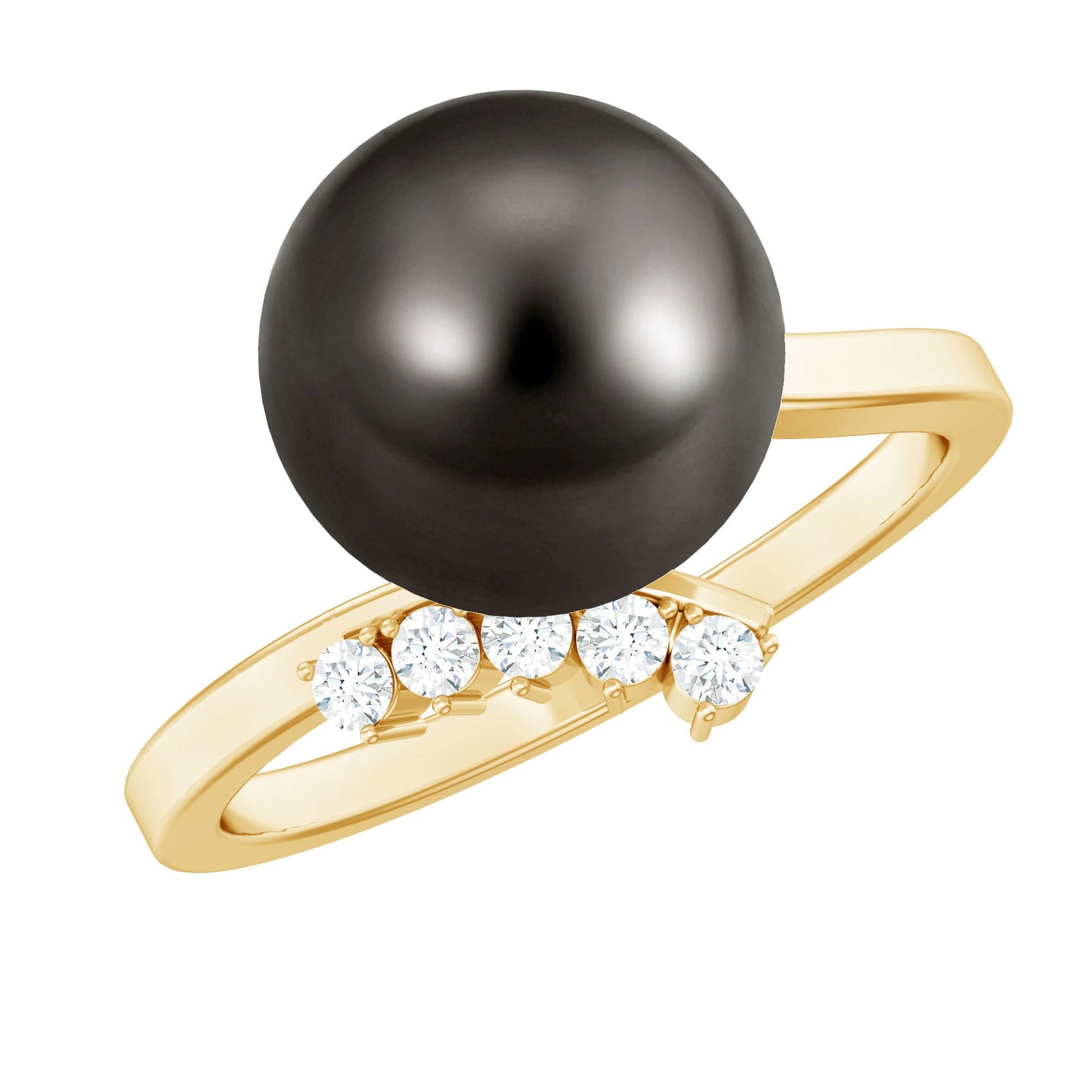 8 Carat Designer Tahitian Pearl Solitaire Ring with Diamond
