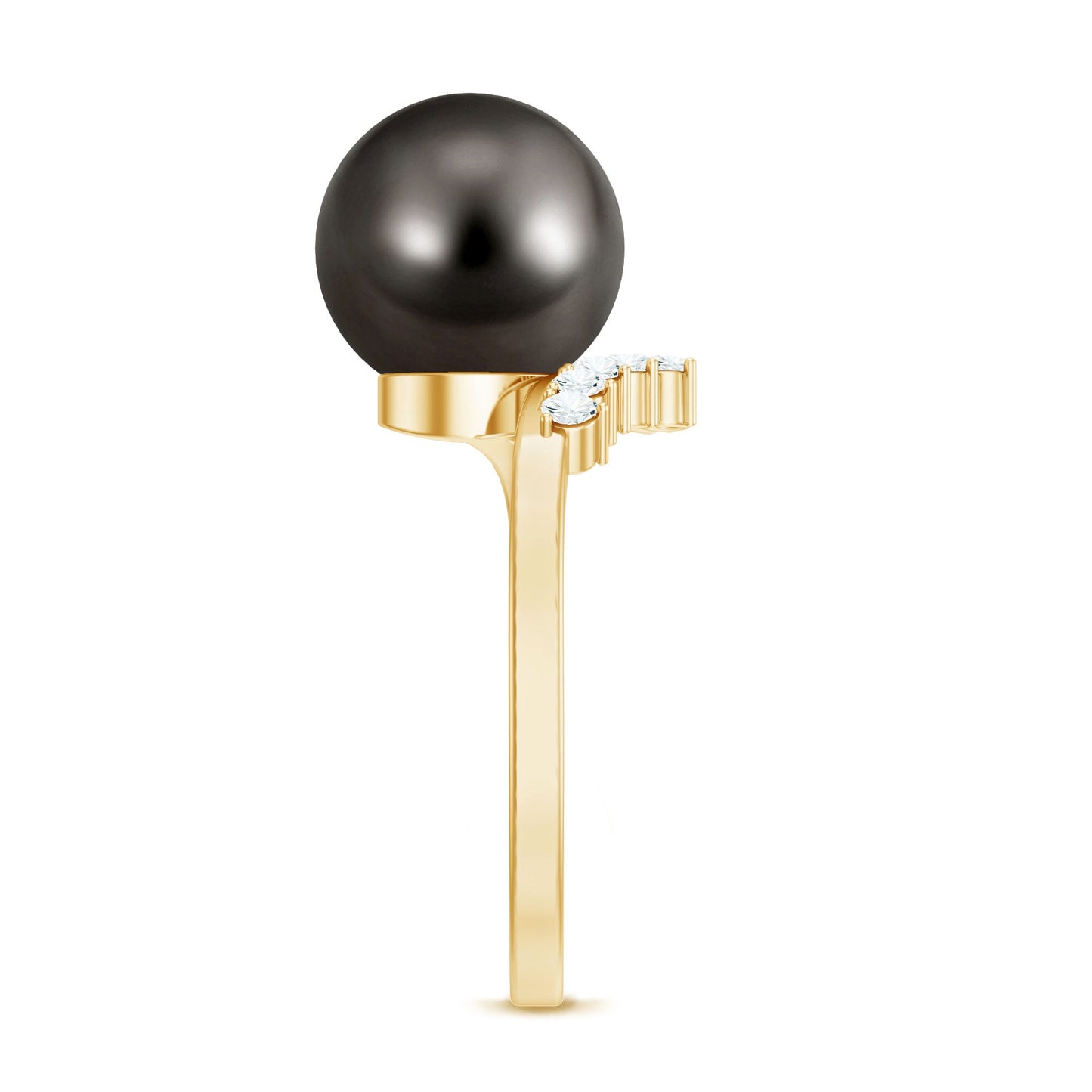 8 Carat Designer Tahitian Pearl Solitaire Ring with Diamond