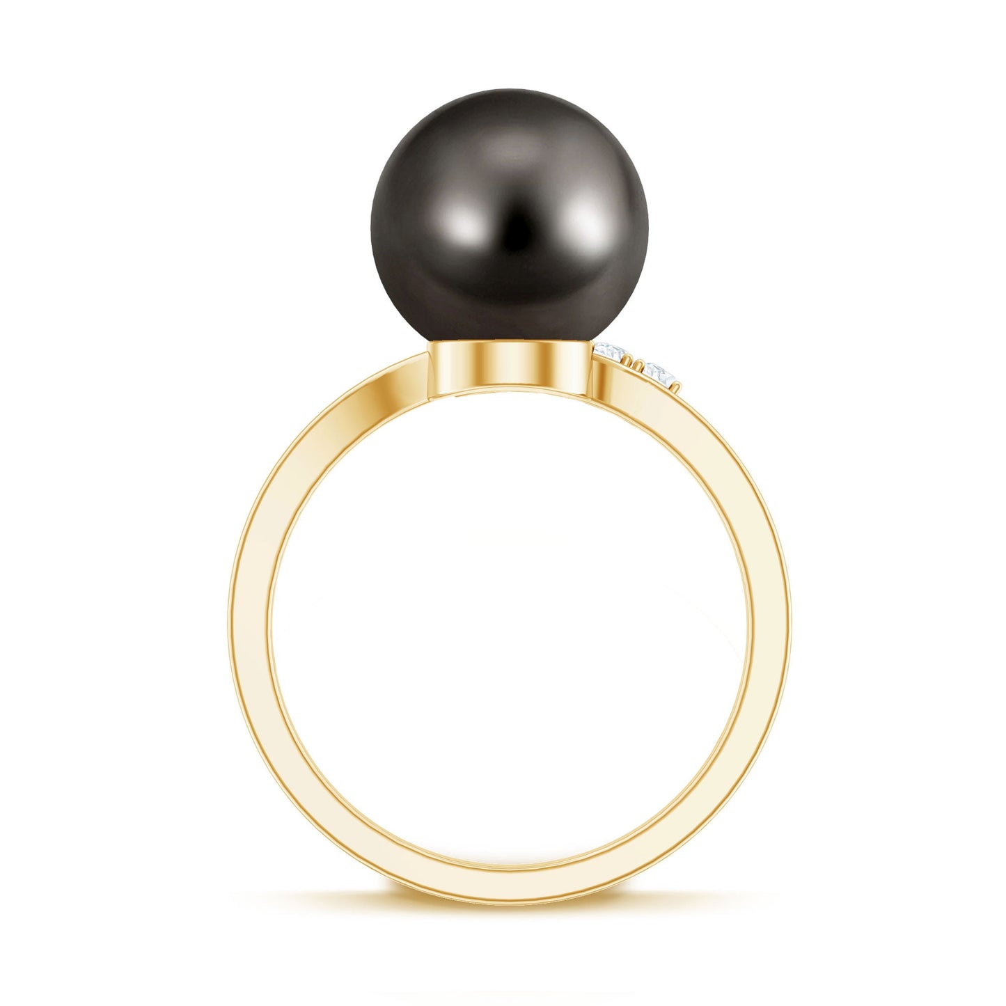 8 Carat Designer Tahitian Pearl Solitaire Ring with Diamond