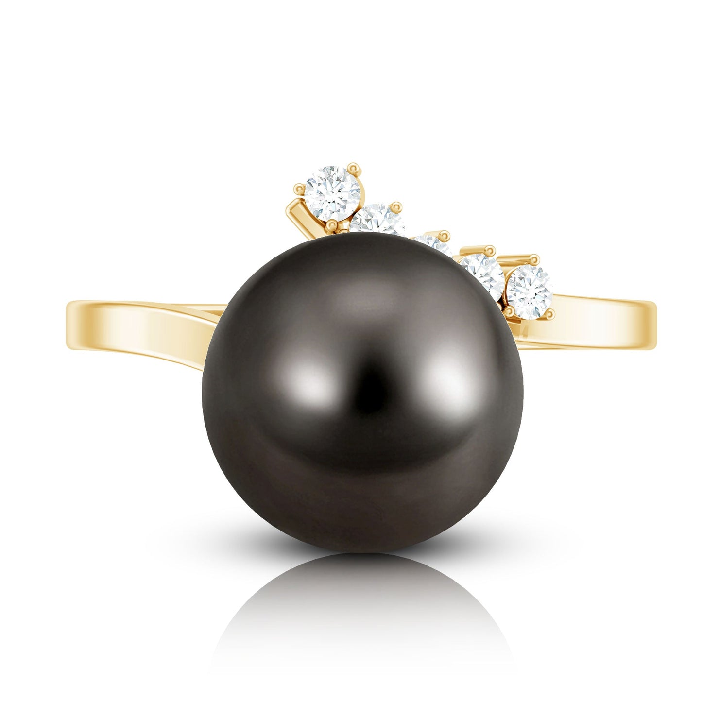 8 Carat Designer Tahitian Pearl Solitaire Ring with Diamond