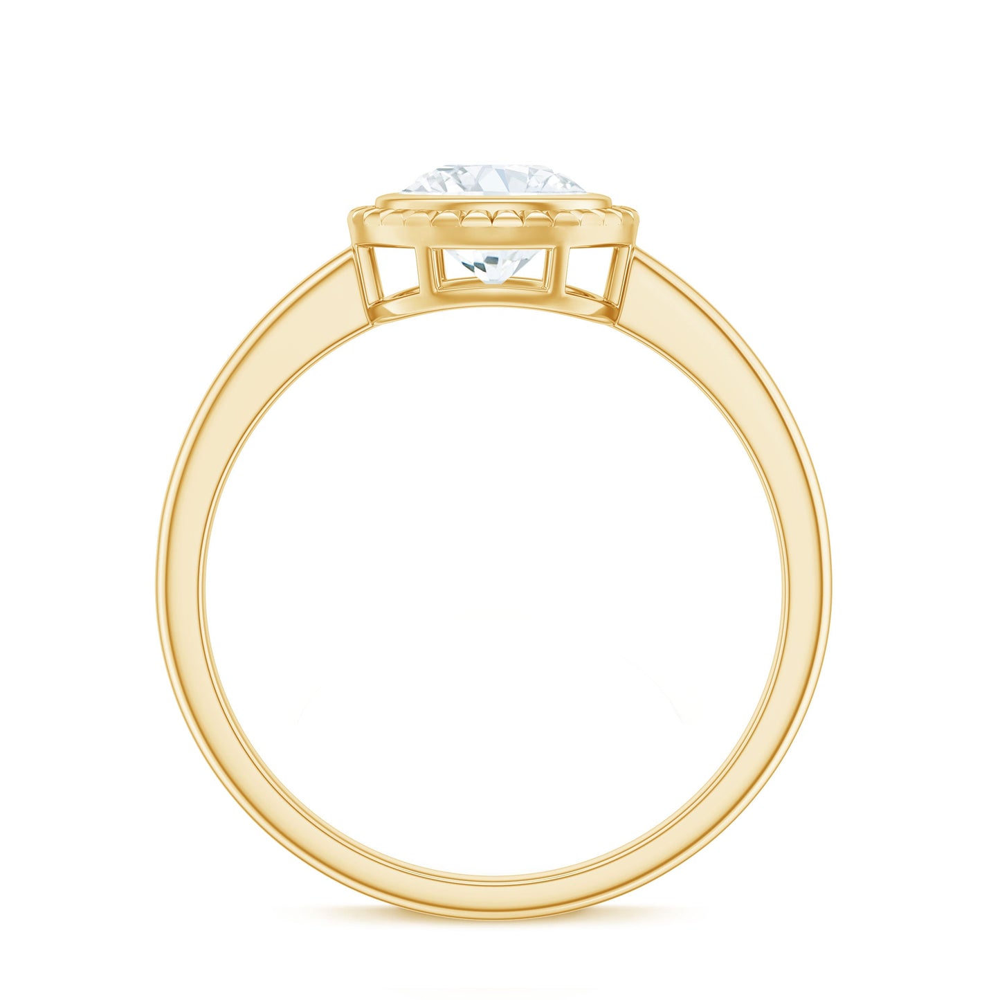 0.9 Carat Round Moissanite Solitaire Engagement Ring in Bezel Setting