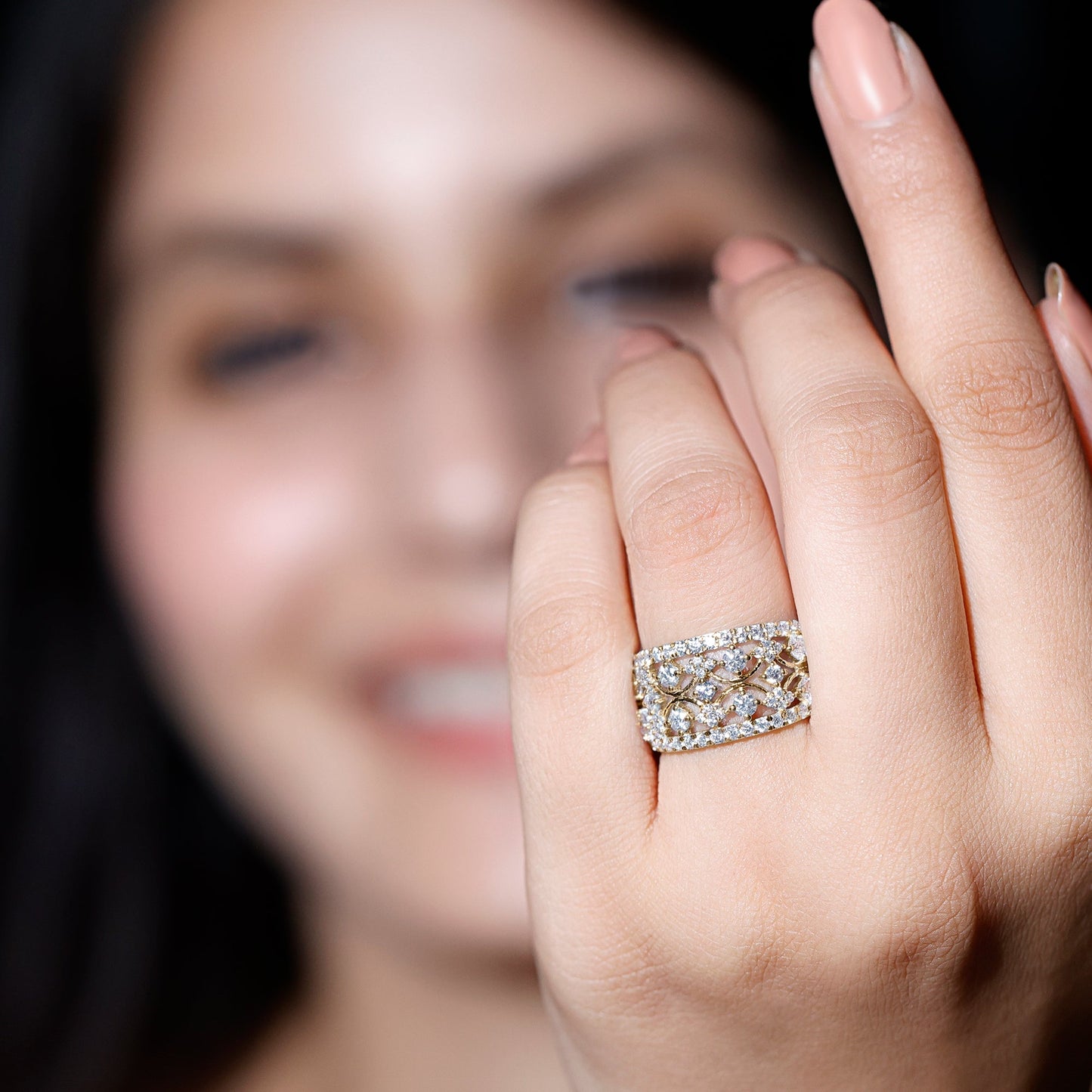 Certified Moissanite Vintage Wedding Band Ring