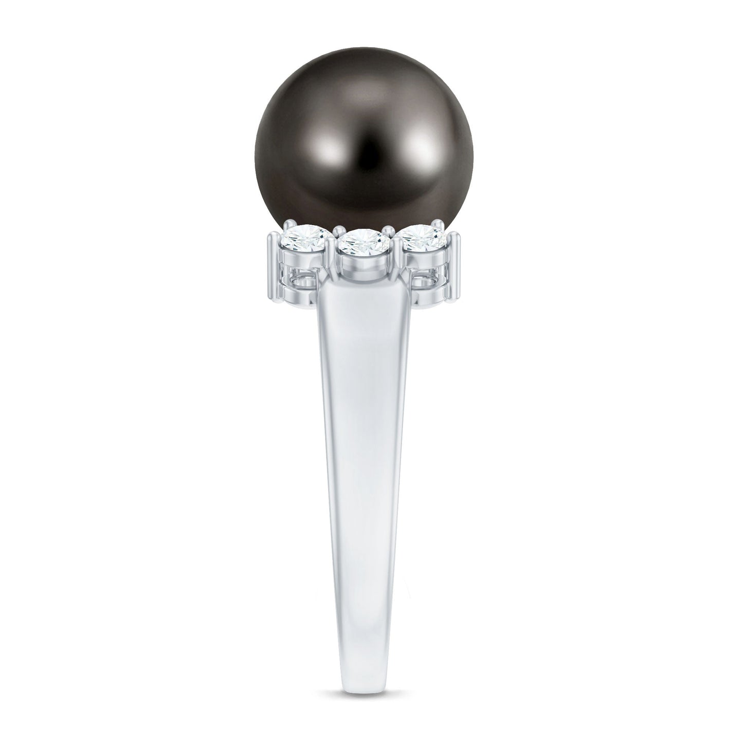 8 Carat Real Tahitian Black Pearl Solitaire Engagement Ring
