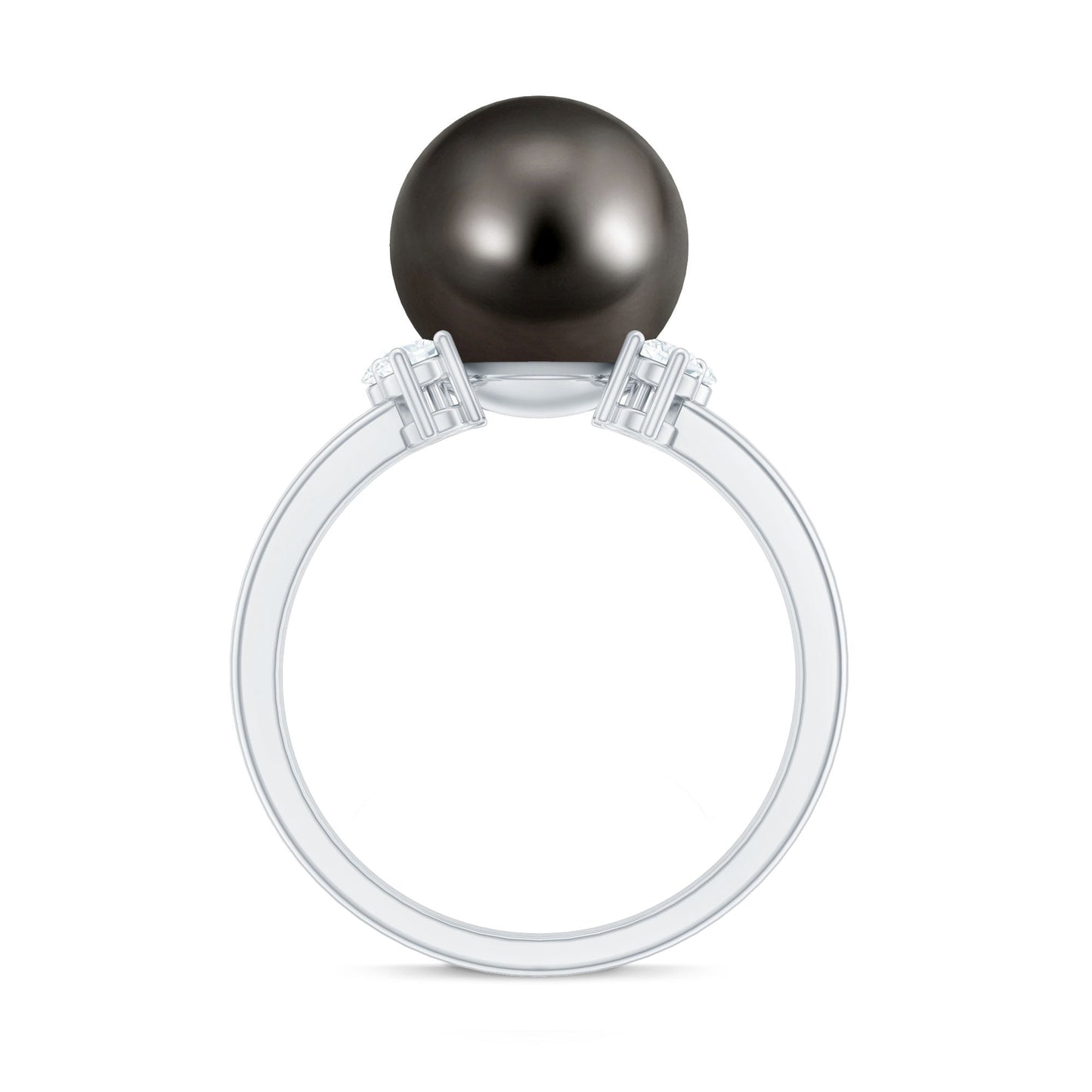 8 Carat Real Tahitian Black Pearl Solitaire Engagement Ring