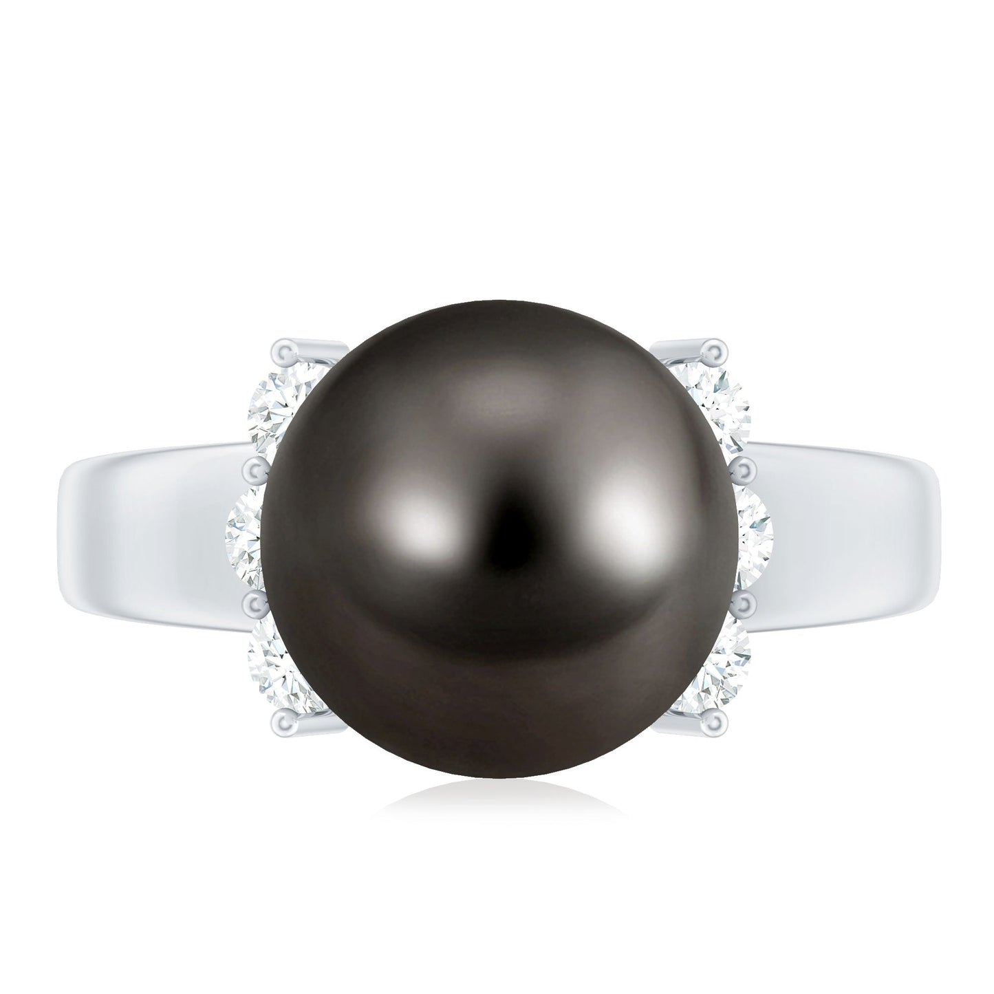 8 Carat Real Tahitian Black Pearl Solitaire Engagement Ring
