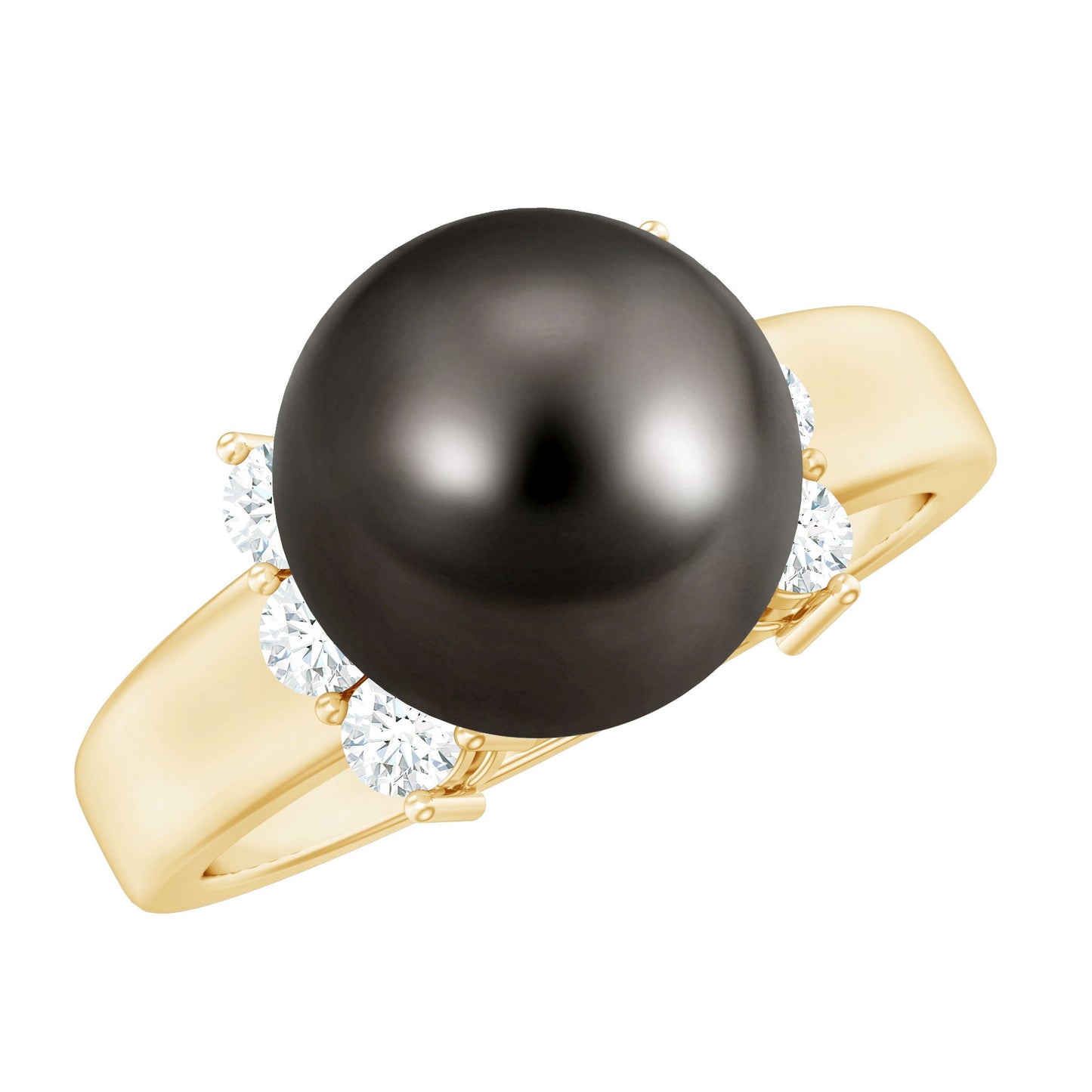 8 Carat Real Tahitian Black Pearl Solitaire Engagement Ring