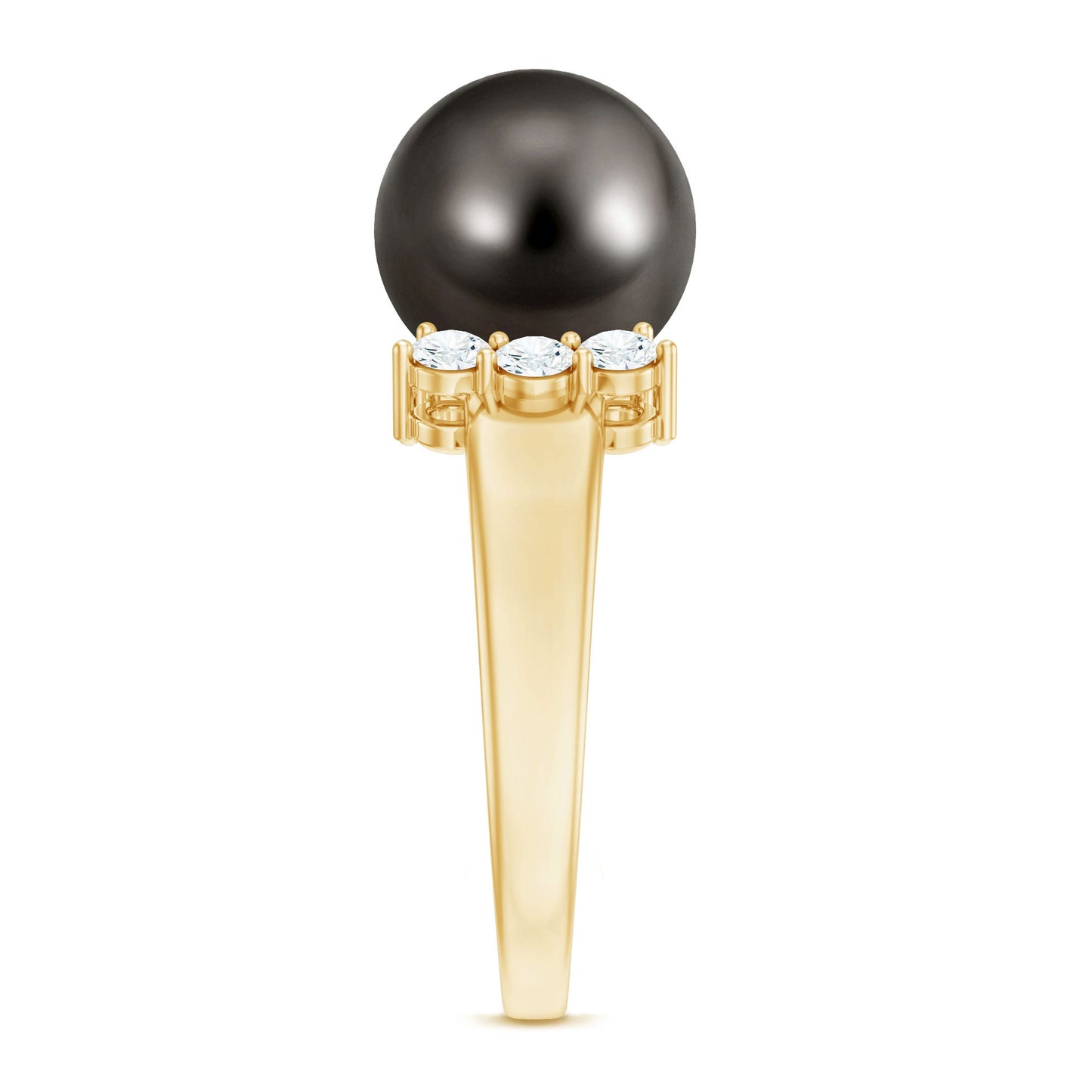 8 Carat Real Tahitian Black Pearl Solitaire Engagement Ring