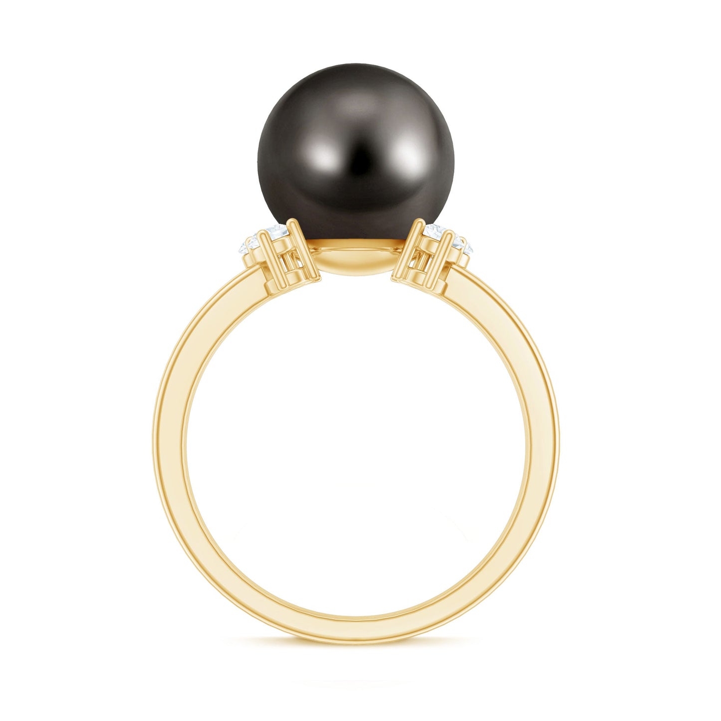 8 Carat Real Tahitian Black Pearl Solitaire Engagement Ring