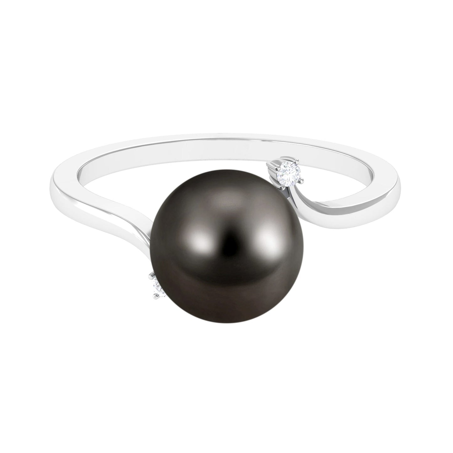 8 Carat Solitaire Tahitian Pearl Bypass Engagement Ring with Diamond