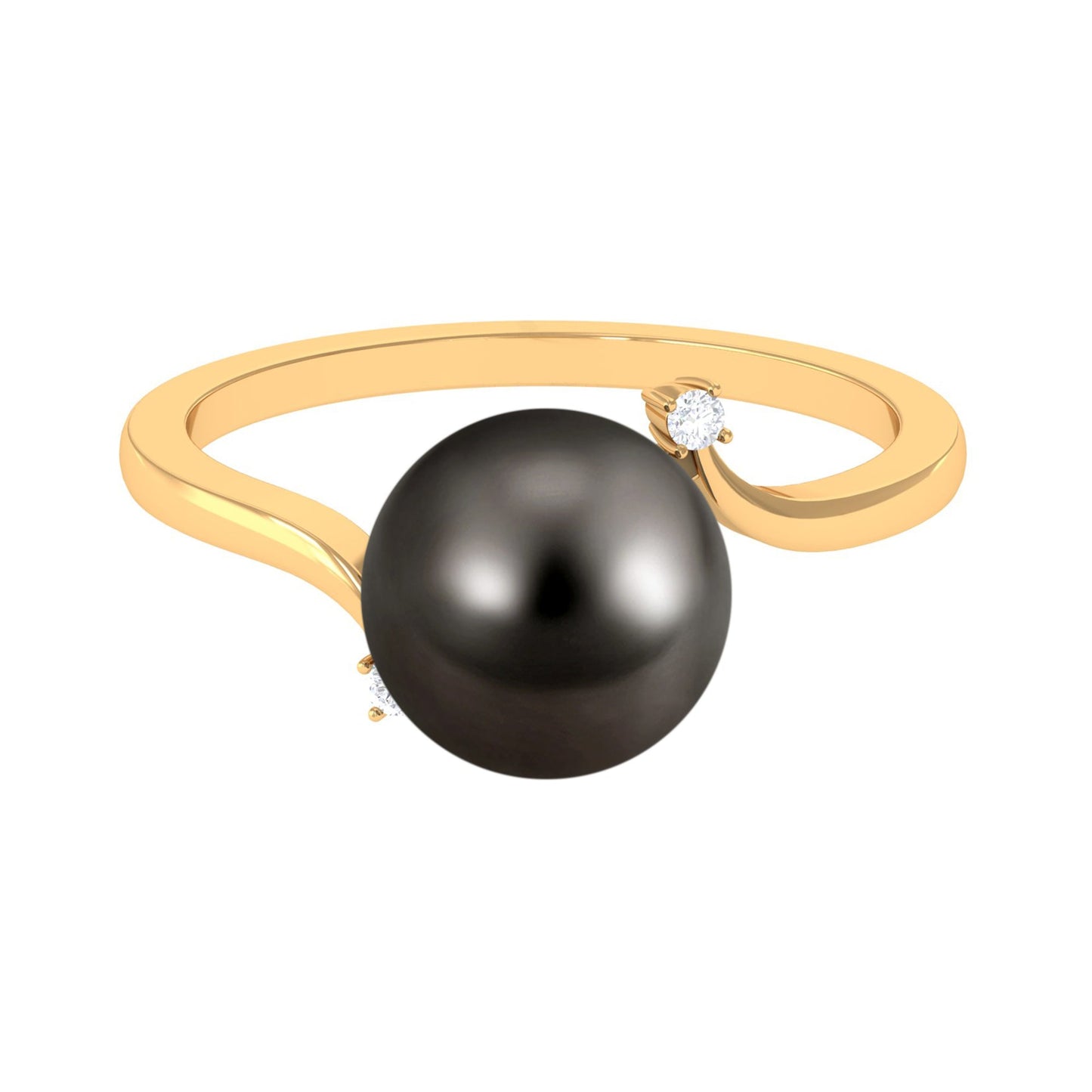 8 Carat Solitaire Tahitian Pearl Bypass Engagement Ring with Diamond