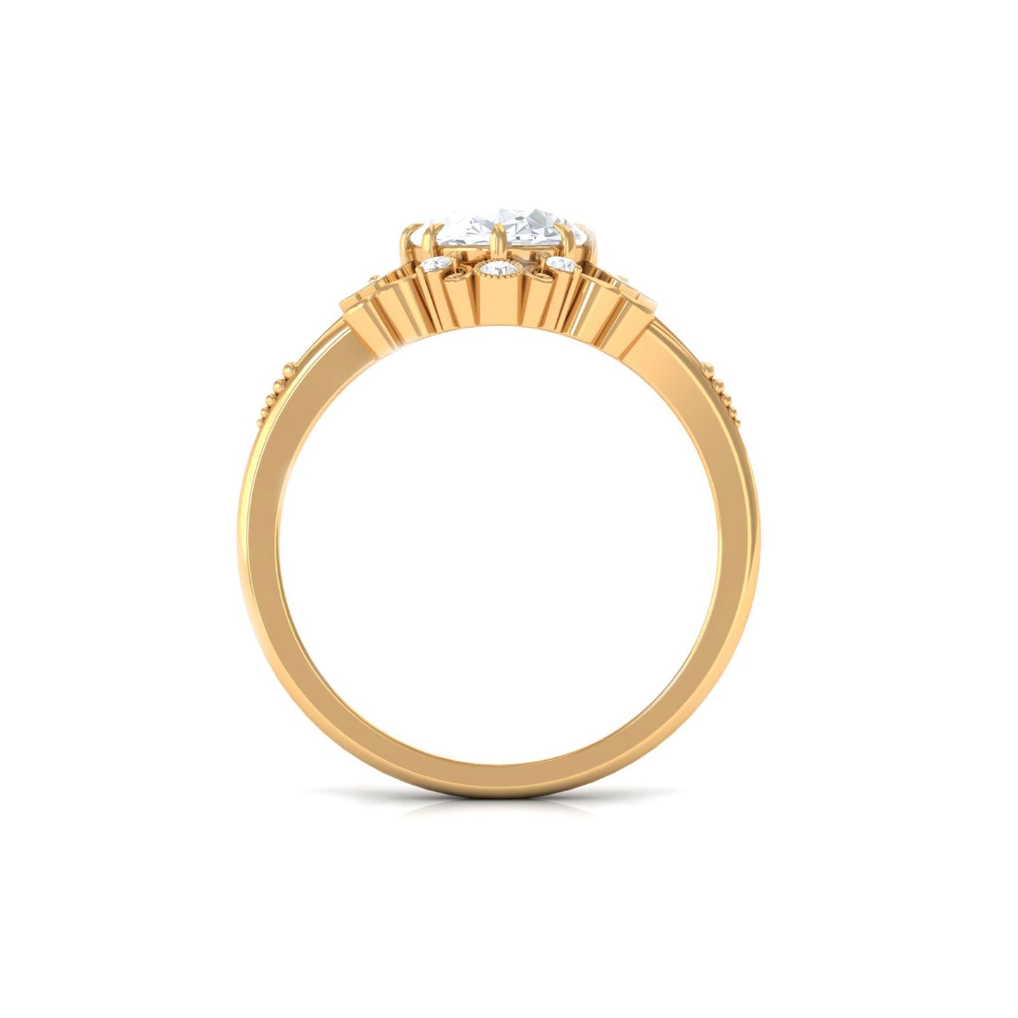 2 Carat Oval Cut Certified Moissanite Vintage Statement Ring