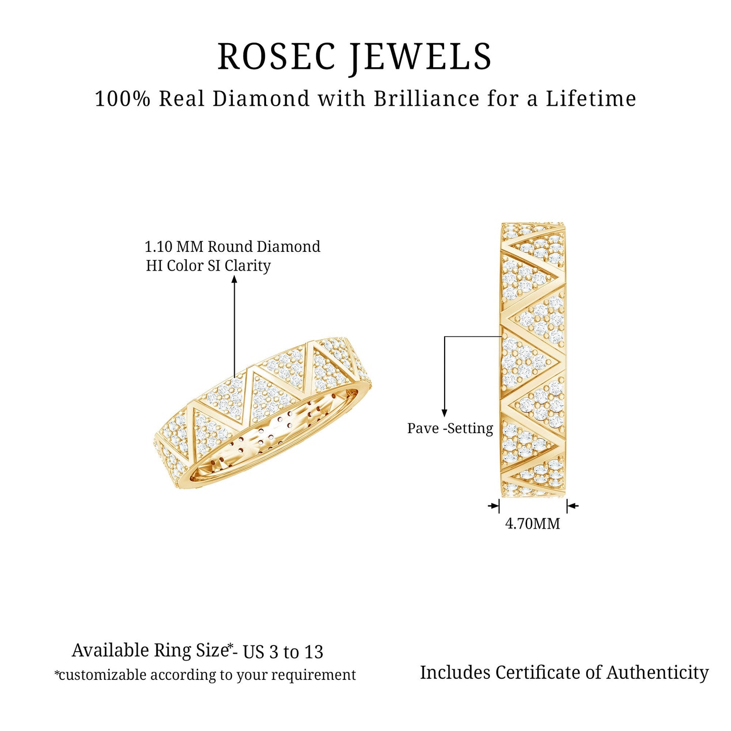 Natural Diamond Wide Wedding Band for Women