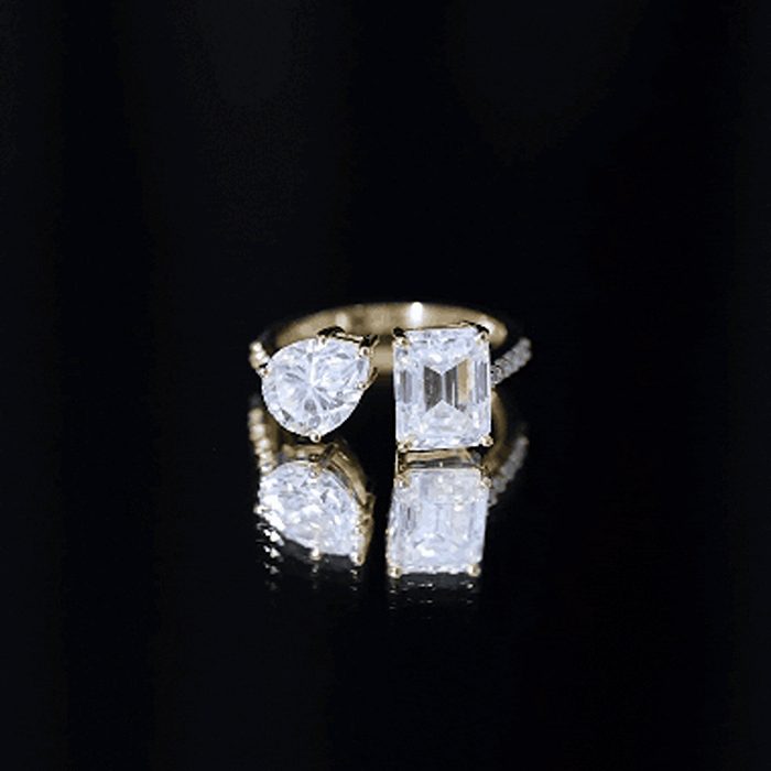 Toi Et Moi Moissanite Engagement Ring for Women