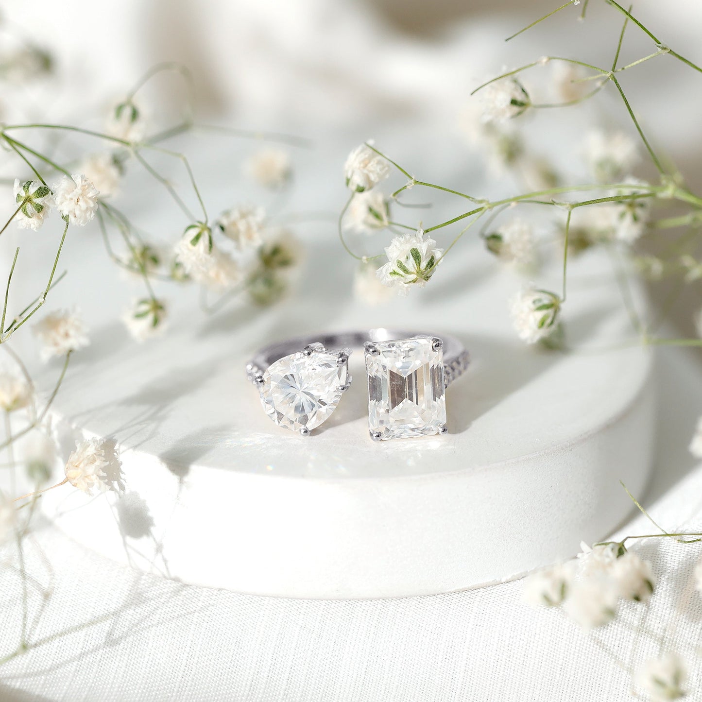 Toi Et Moi Moissanite Engagement Ring for Women