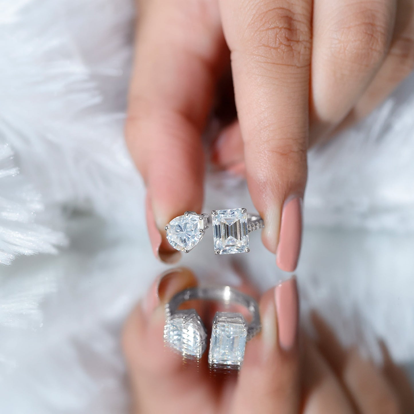 Toi Et Moi Moissanite Engagement Ring for Women