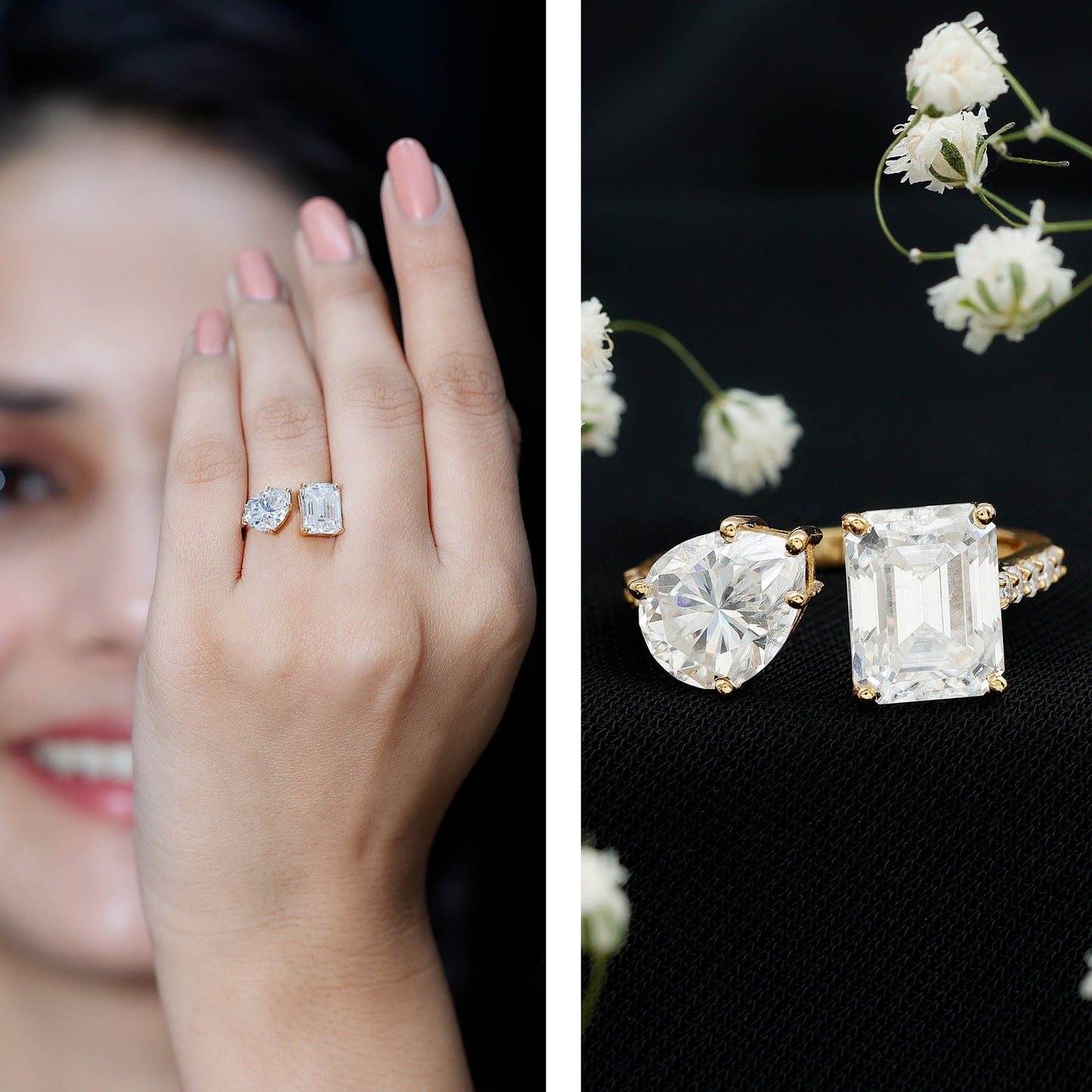 Toi Et Moi Moissanite Engagement Ring for Women