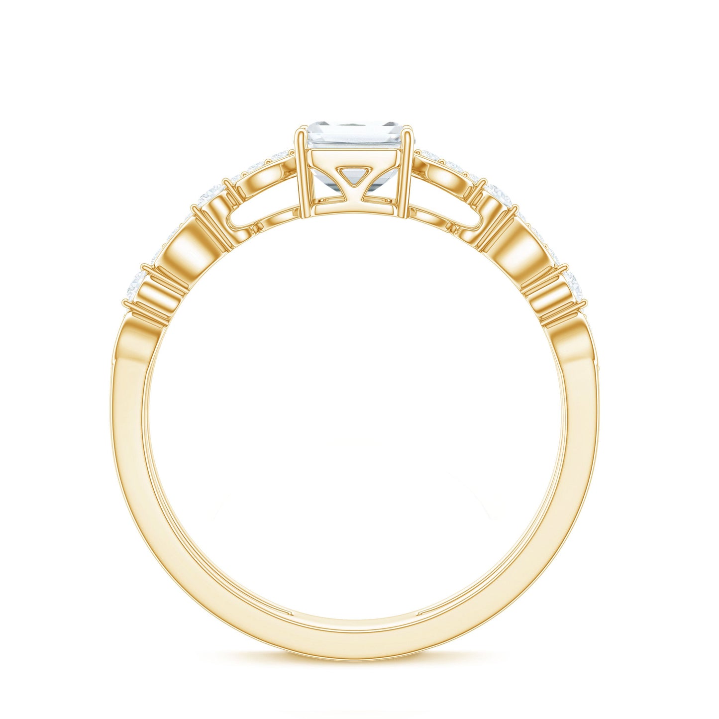 1.8 Carat Emerald Cut Moissanite Solitaire Engagement Double Band Ring